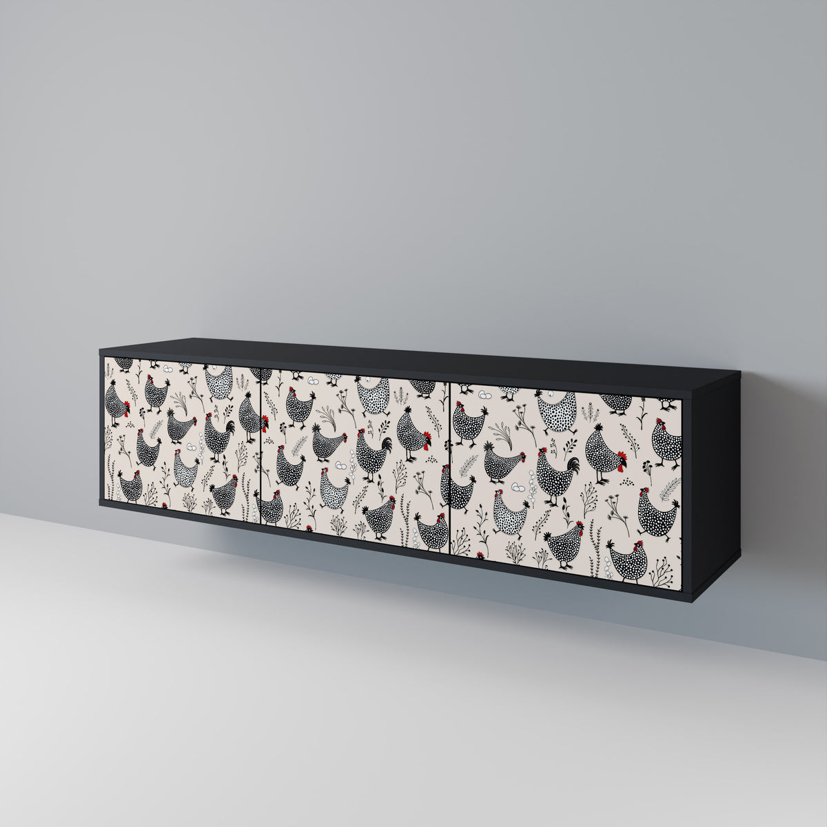 HAPPY HENS 3-Door TV Cabinet