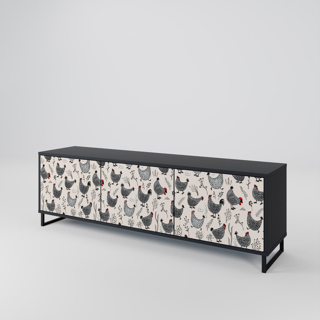 Meuble TV 3 portes HAPPY HENS finition noire