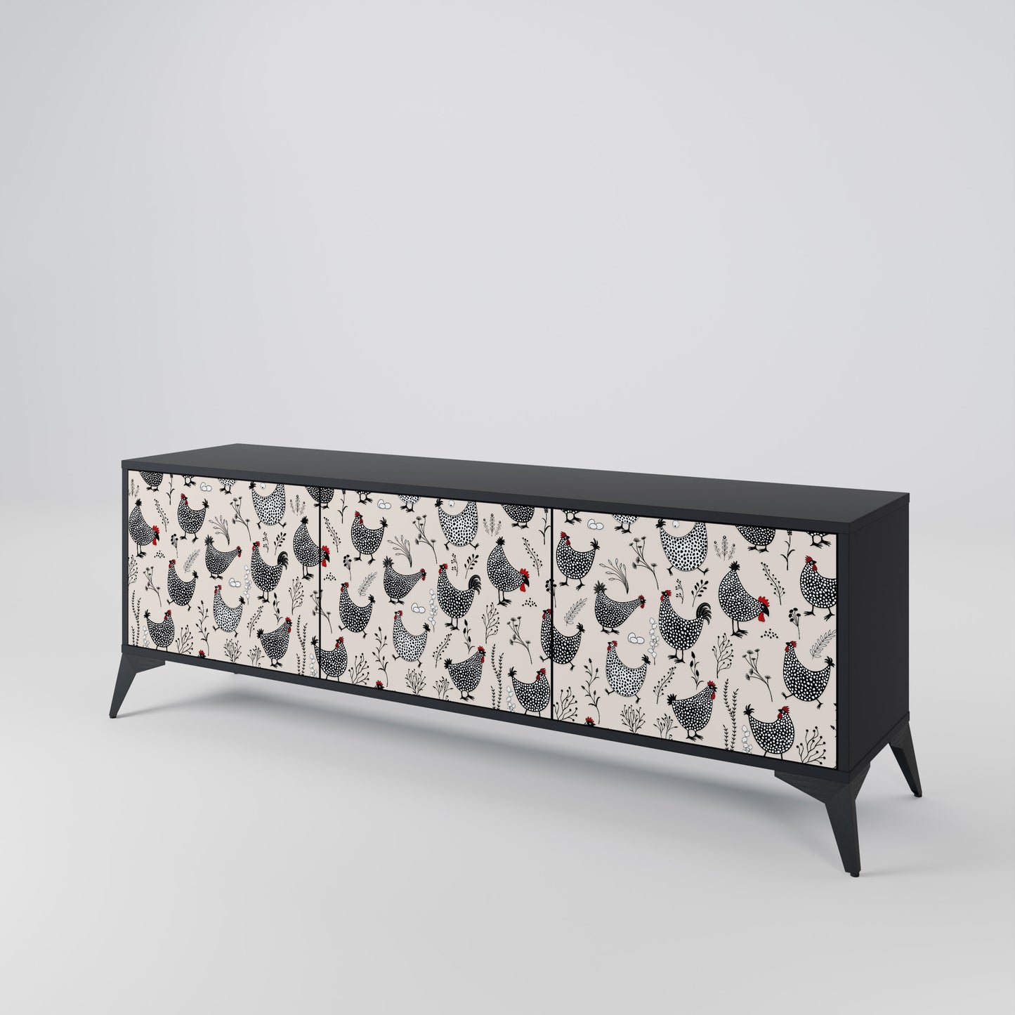 HAPPY HENS 3-Door TV Cabinet
