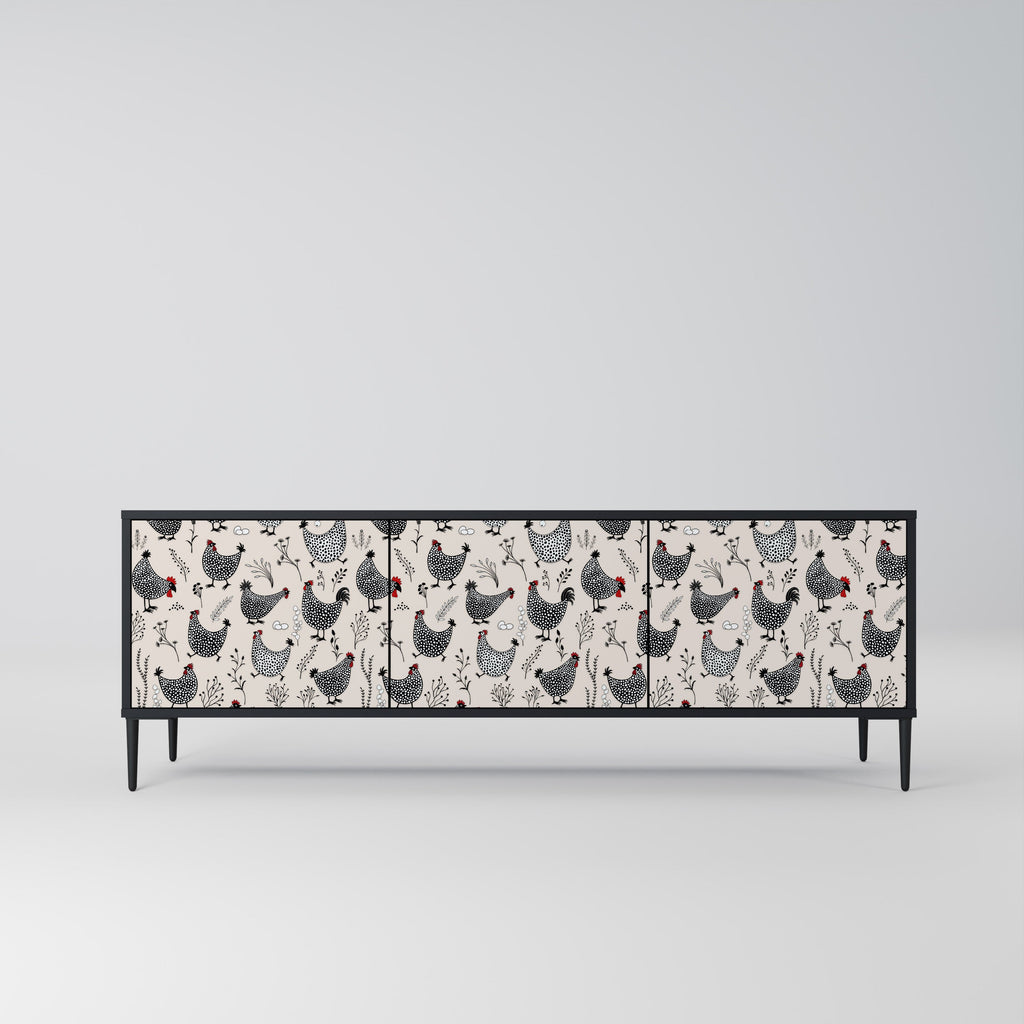 Meuble TV 3 portes HAPPY HENS finition noire