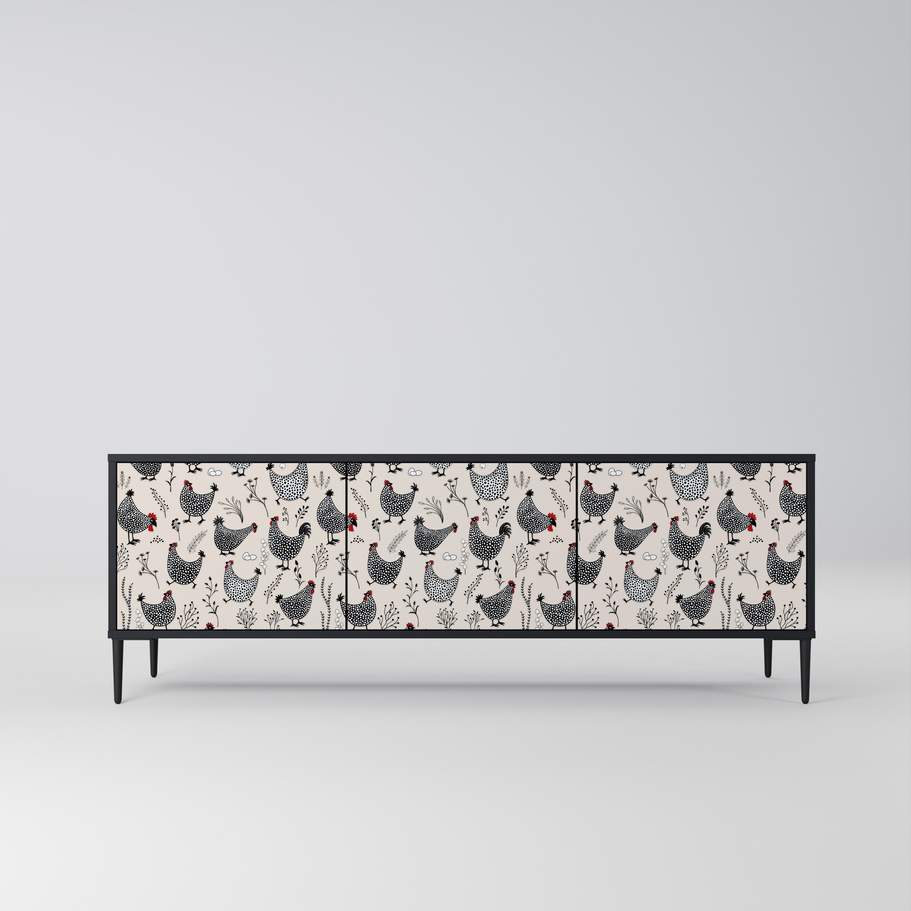 Meuble TV 3 portes HAPPY HENS finition noire