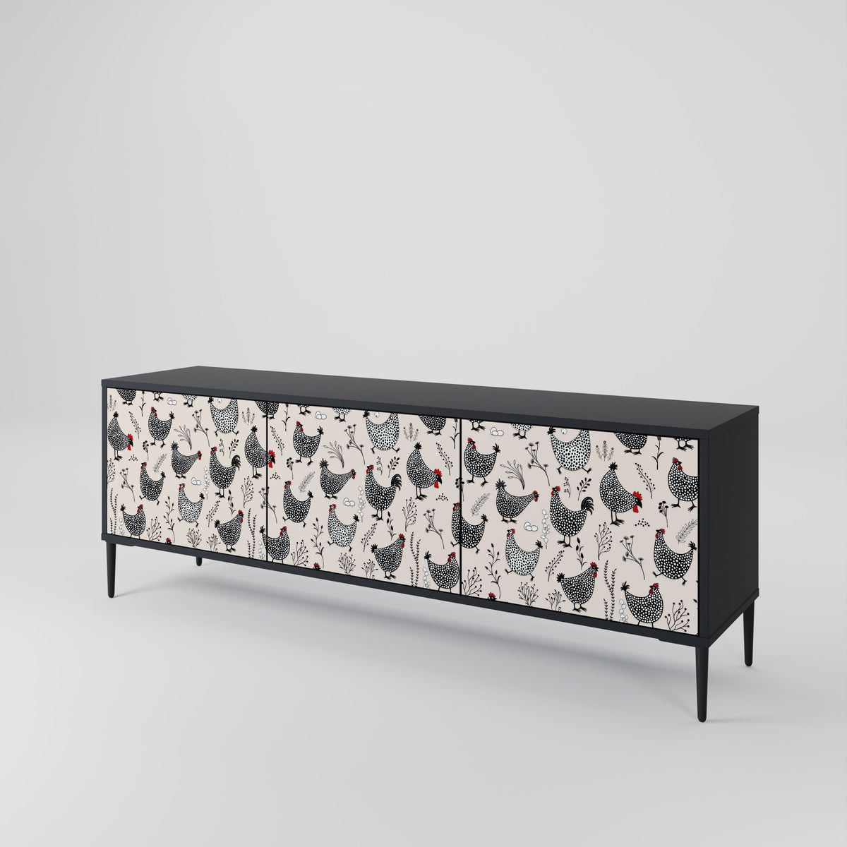 HAPPY HENS 3-Door TV Cabinet