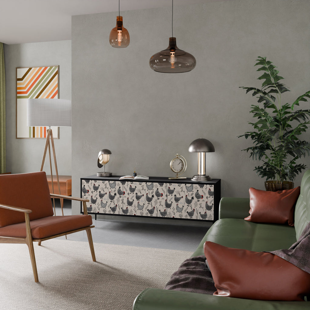 Meuble TV 3 portes HAPPY HENS finition noire