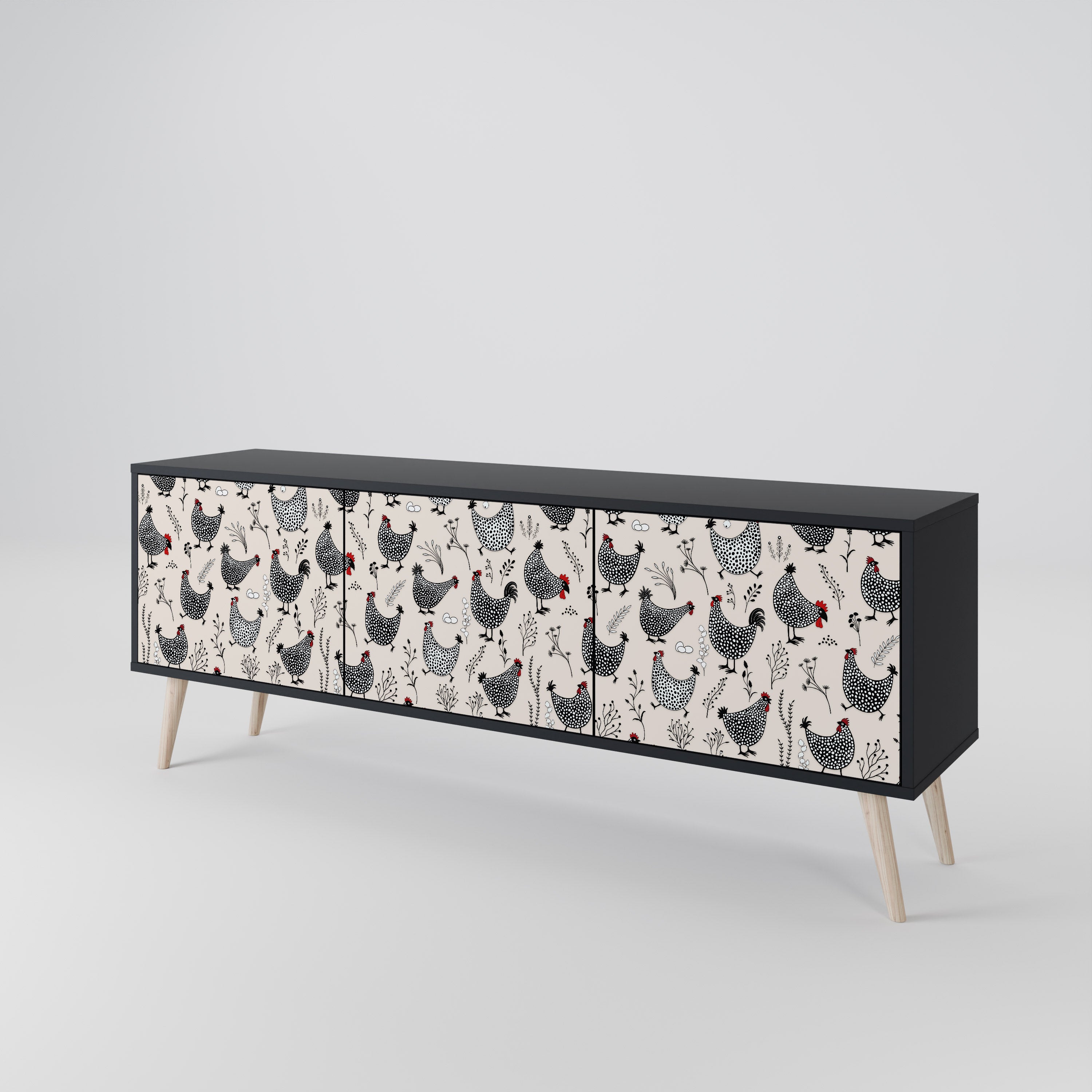 HAPPY HENS 3-Door TV Cabinet