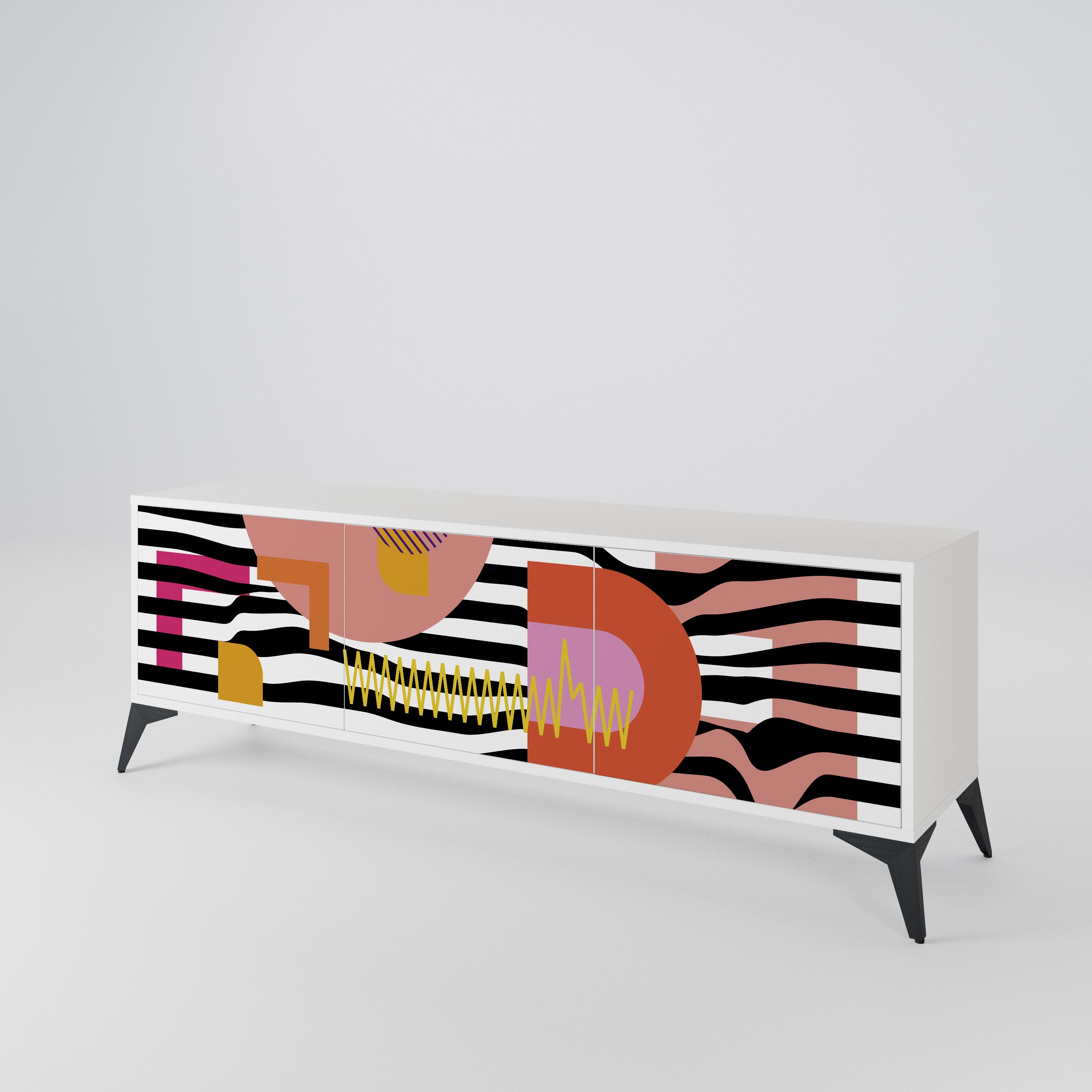 CHROMATIC ABSTRACT 3-Door TV Cabinet