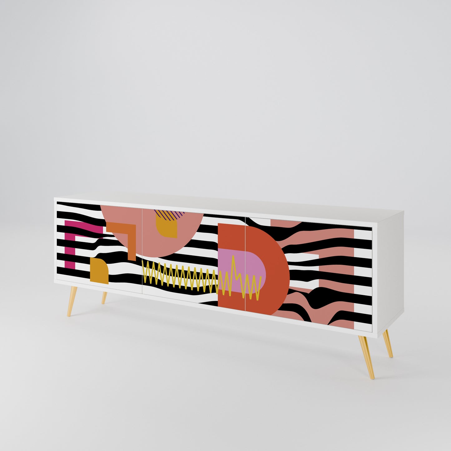 CHROMATIC ABSTRACT 3-Door TV Cabinet