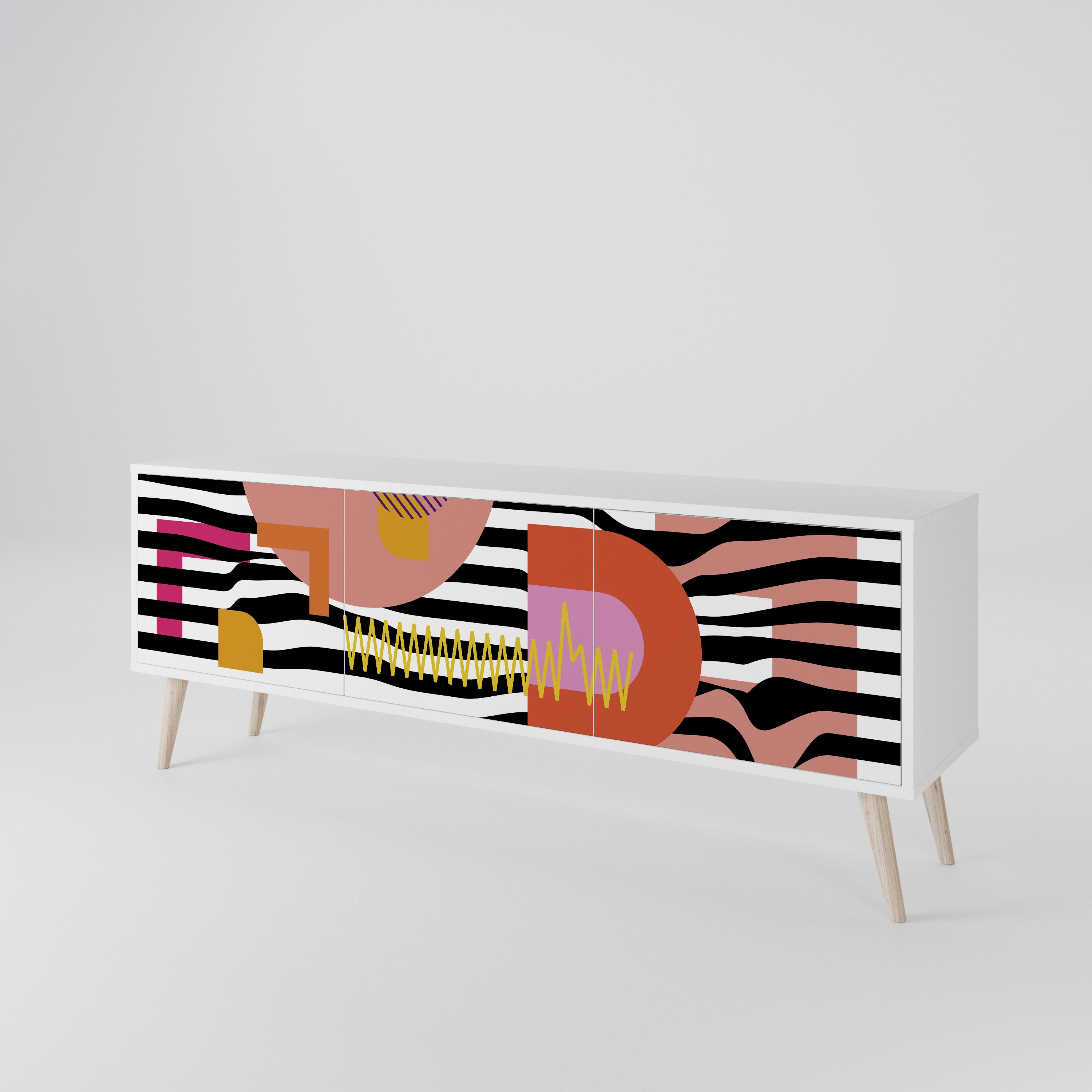 CHROMATIC ABSTRACT 3-Door TV Cabinet