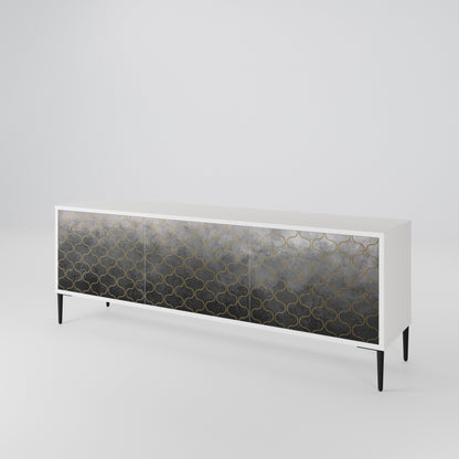 TESSELATED GRAYISH 3-Door TV Cabinet