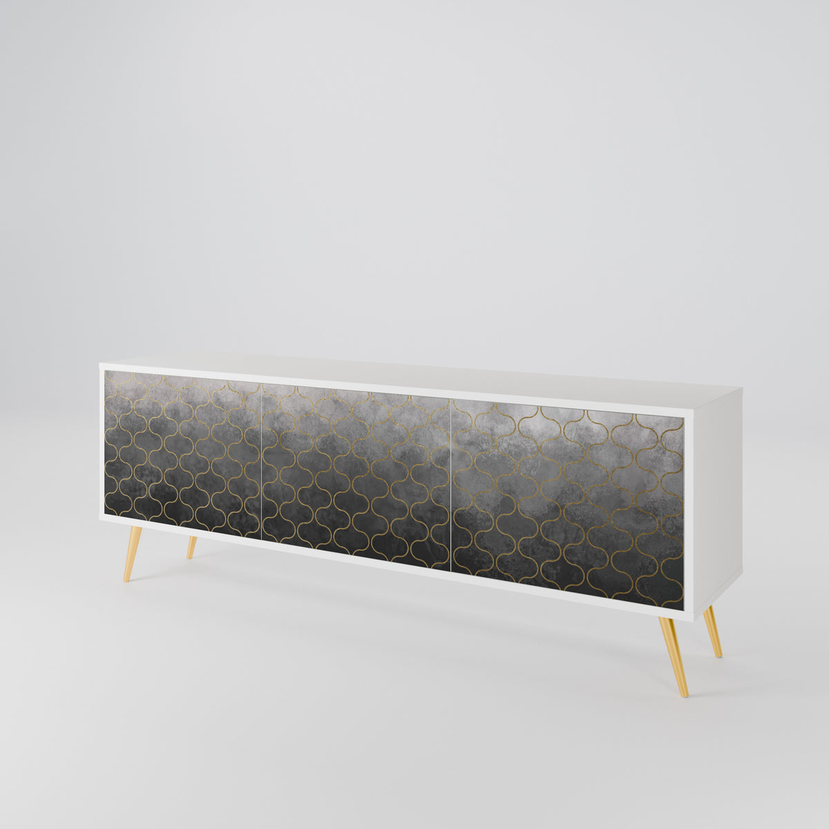 TESSELATED GRAYISH 3-Door TV Cabinet