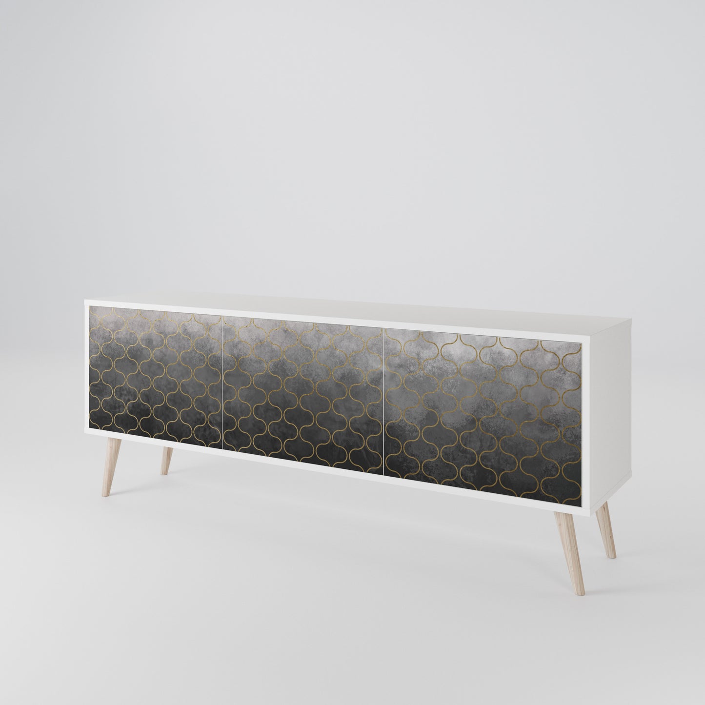 TESSELATED GRAYISH 3-Door TV Cabinet