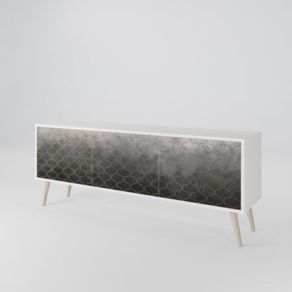 TESSELATED GRAYISH 3-Door TV Cabinet