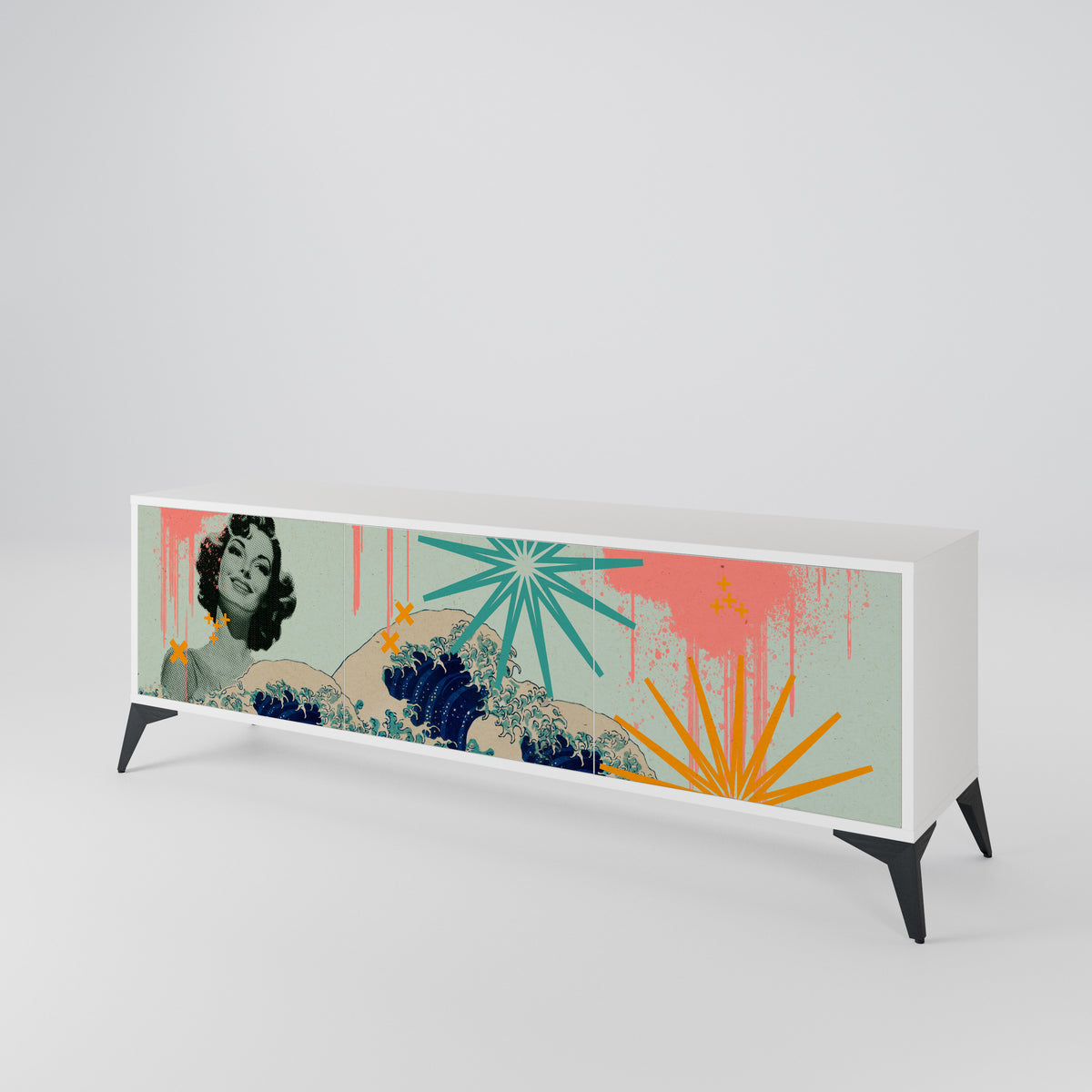KANAGAWA BEAUTY 3-Door TV Cabinet