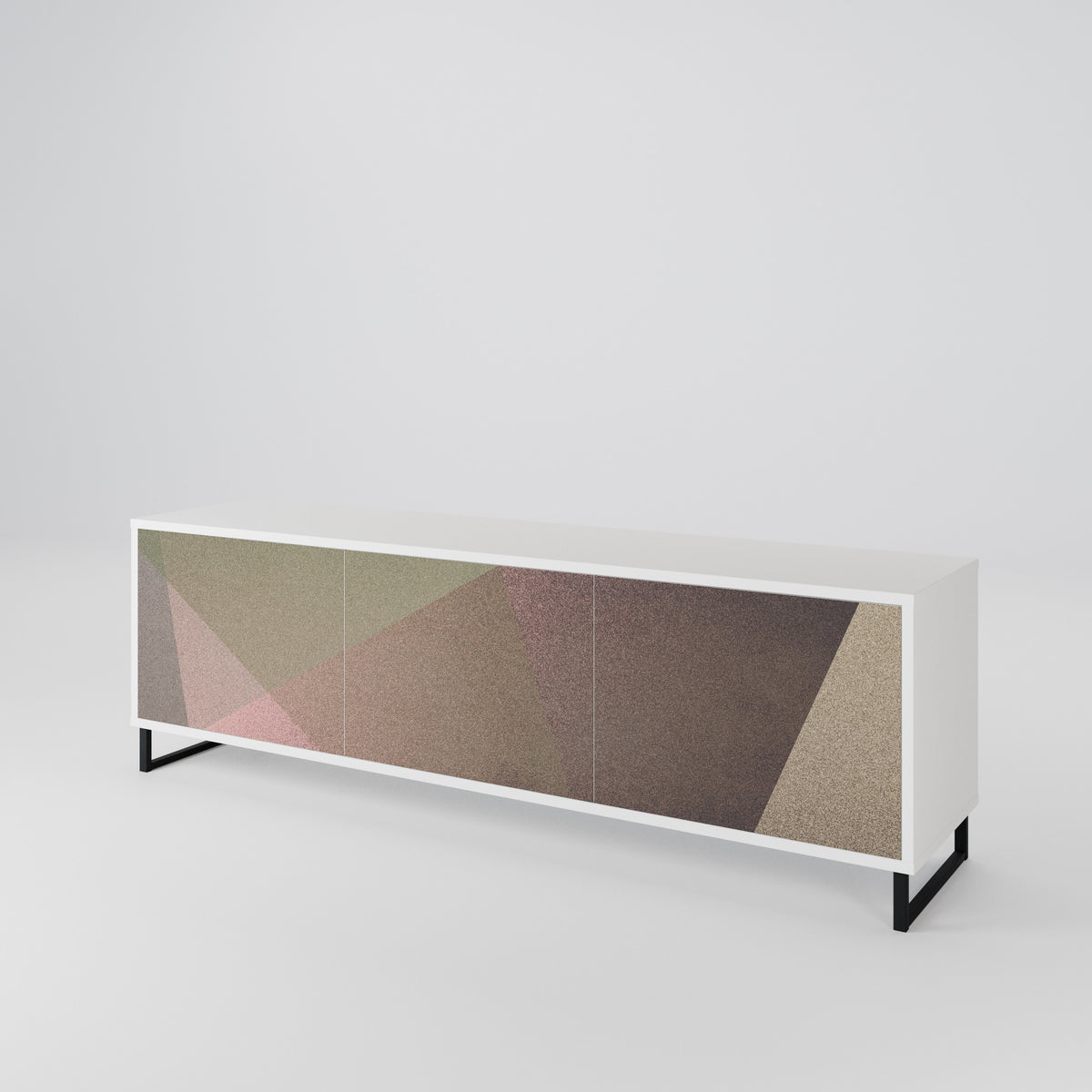 BEIGE GEOMETRY 3-Door TV Cabinet