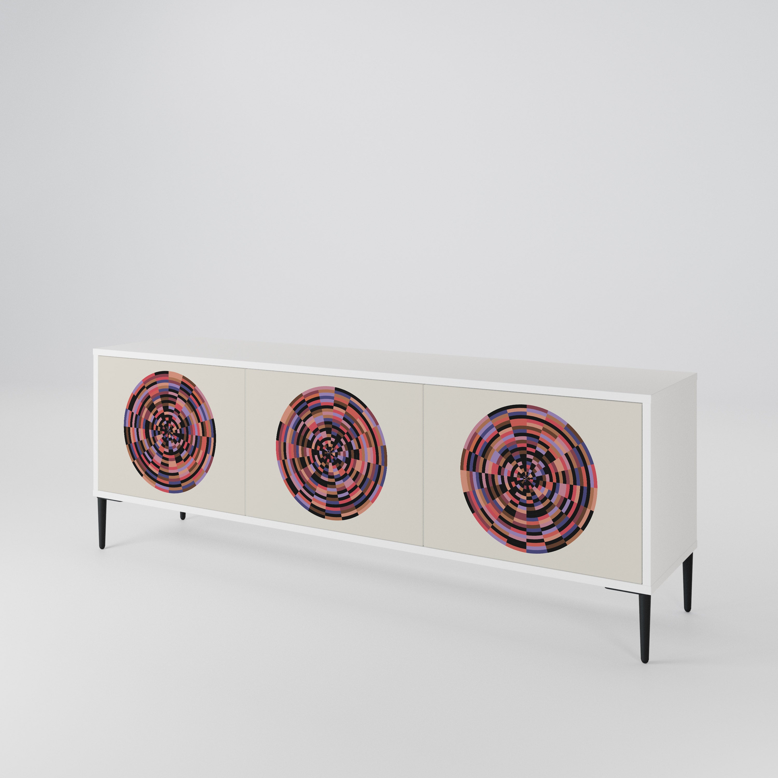 BROWN CIRCLES 3-Door TV Cabinet