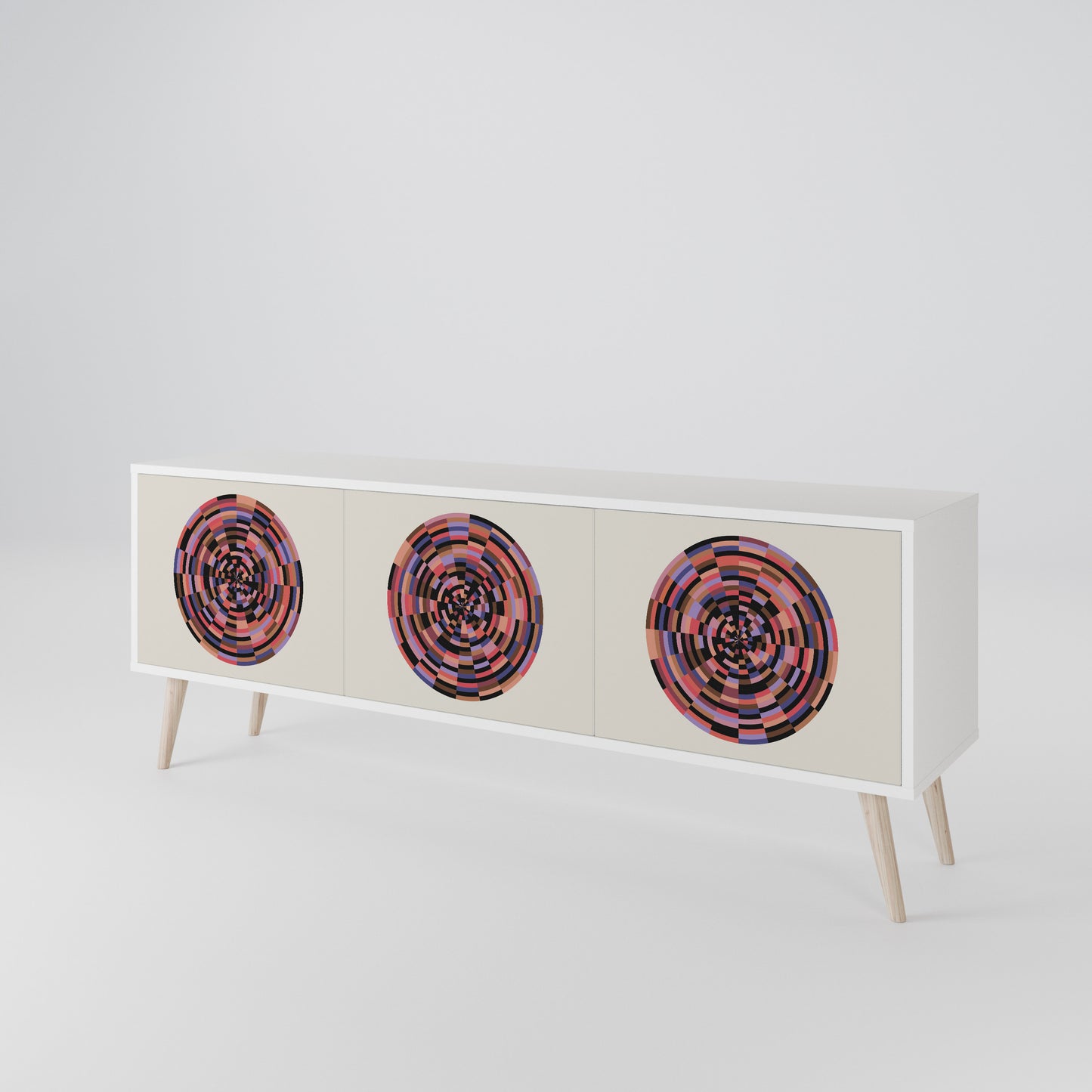 BROWN CIRCLES 3-Door TV Cabinet