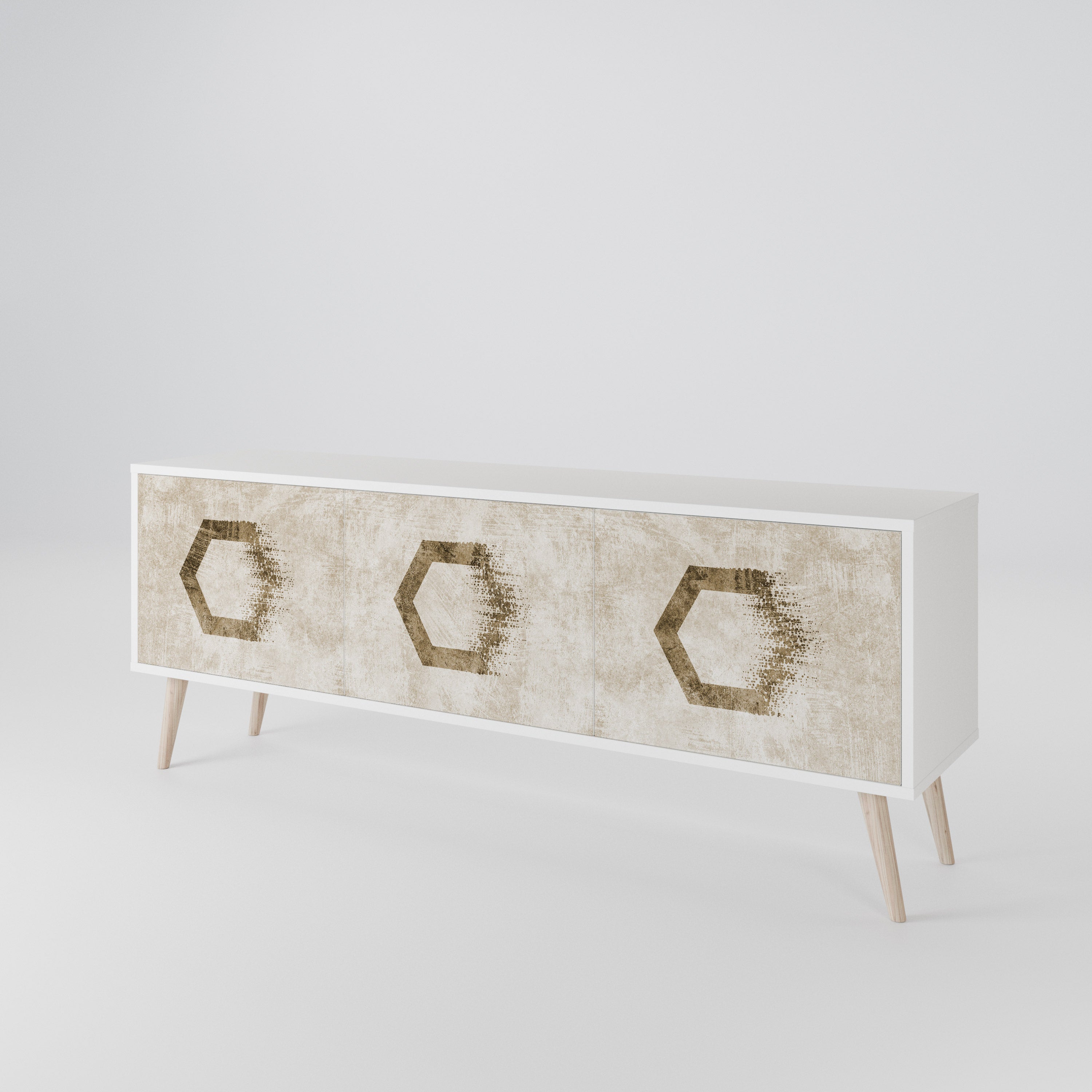 HEXAGONAL SHAPES 3-Door TV Cabinet