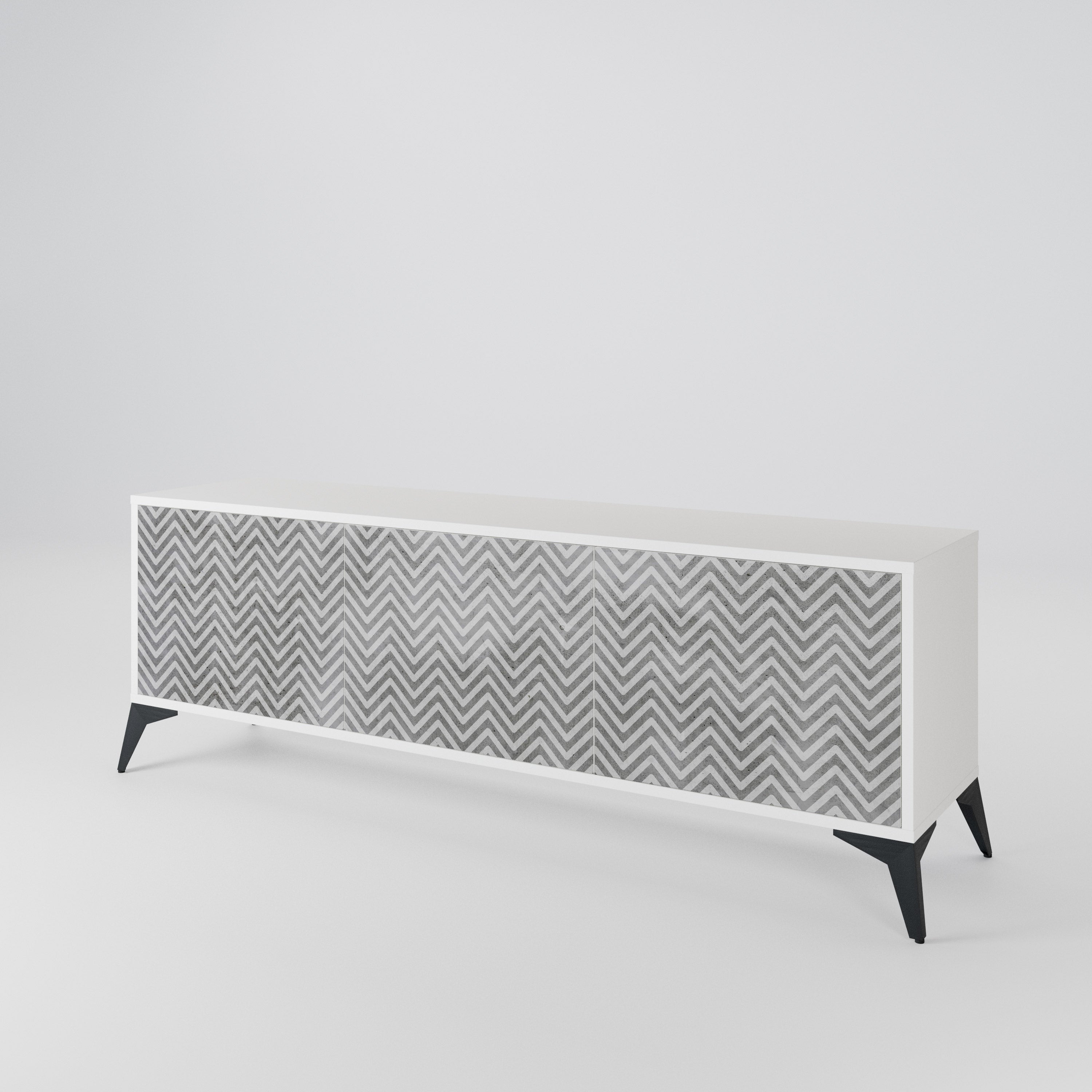 CONCRETE ZIG ZAG 3-Door TV Cabinet