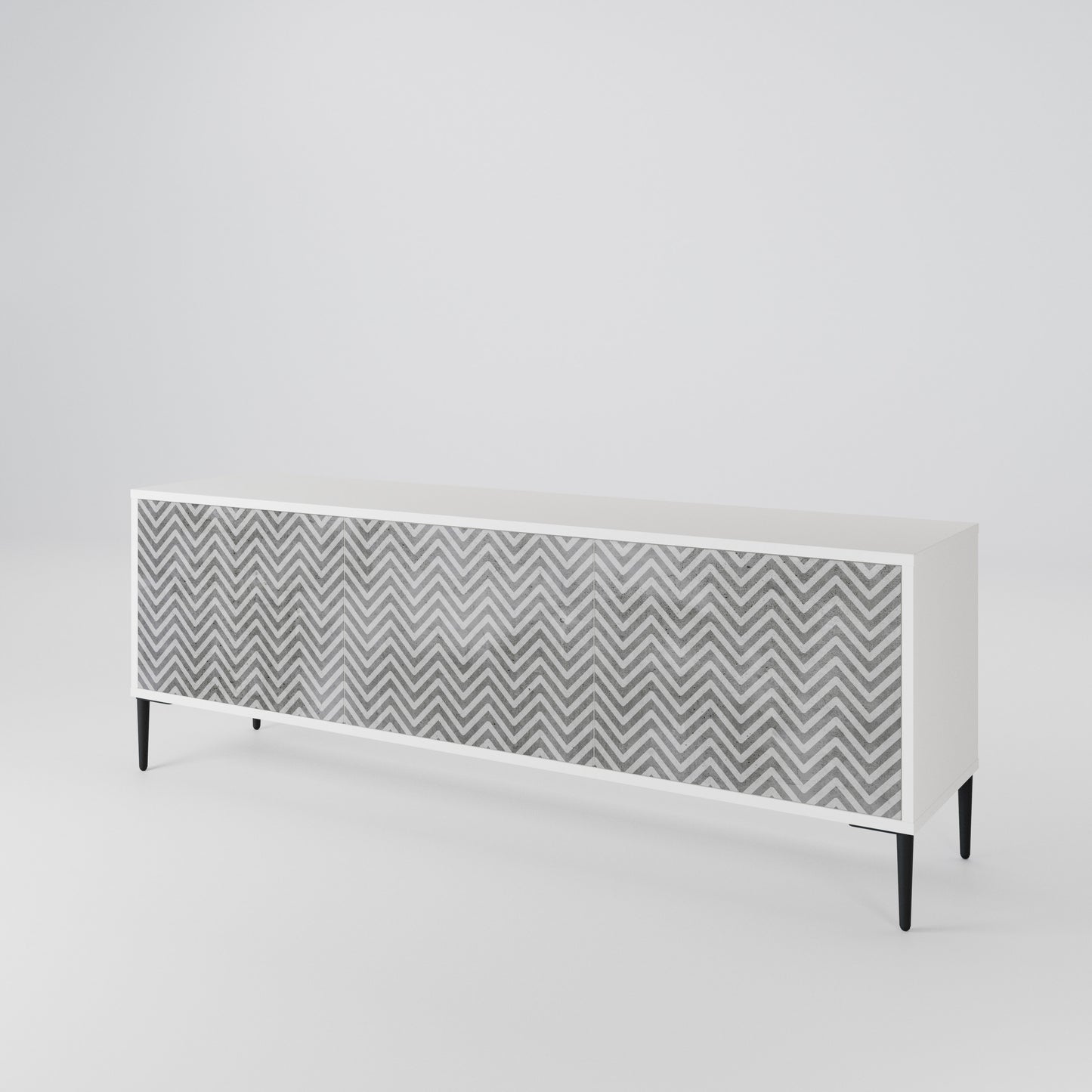 CONCRETE ZIG ZAG 3-Door TV Cabinet