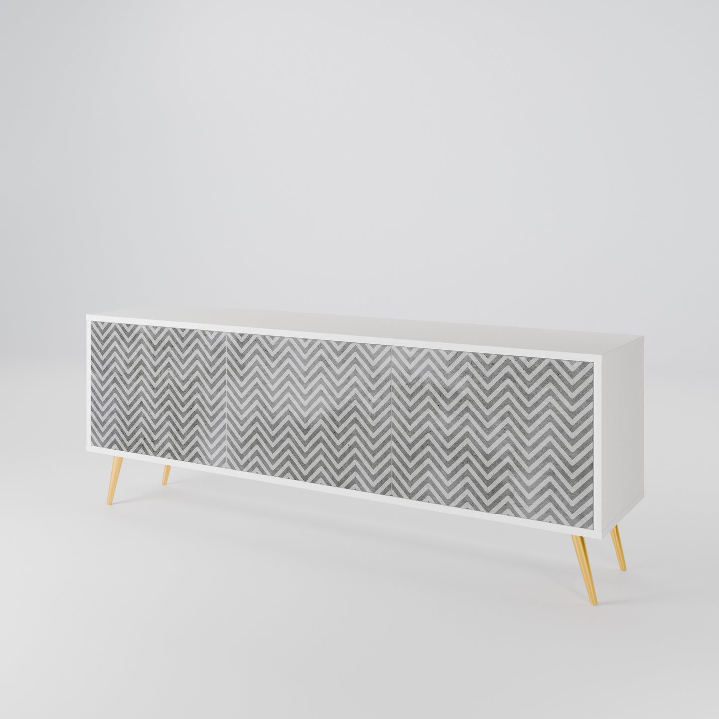 CONCRETE ZIG ZAG 3-Door TV Cabinet