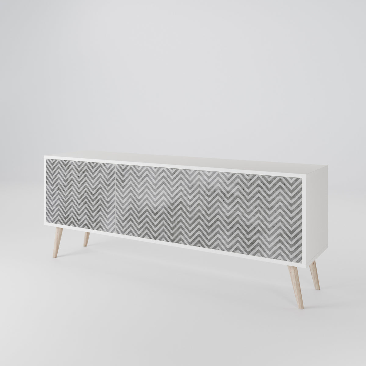 CONCRETE ZIG ZAG 3-Door TV Cabinet
