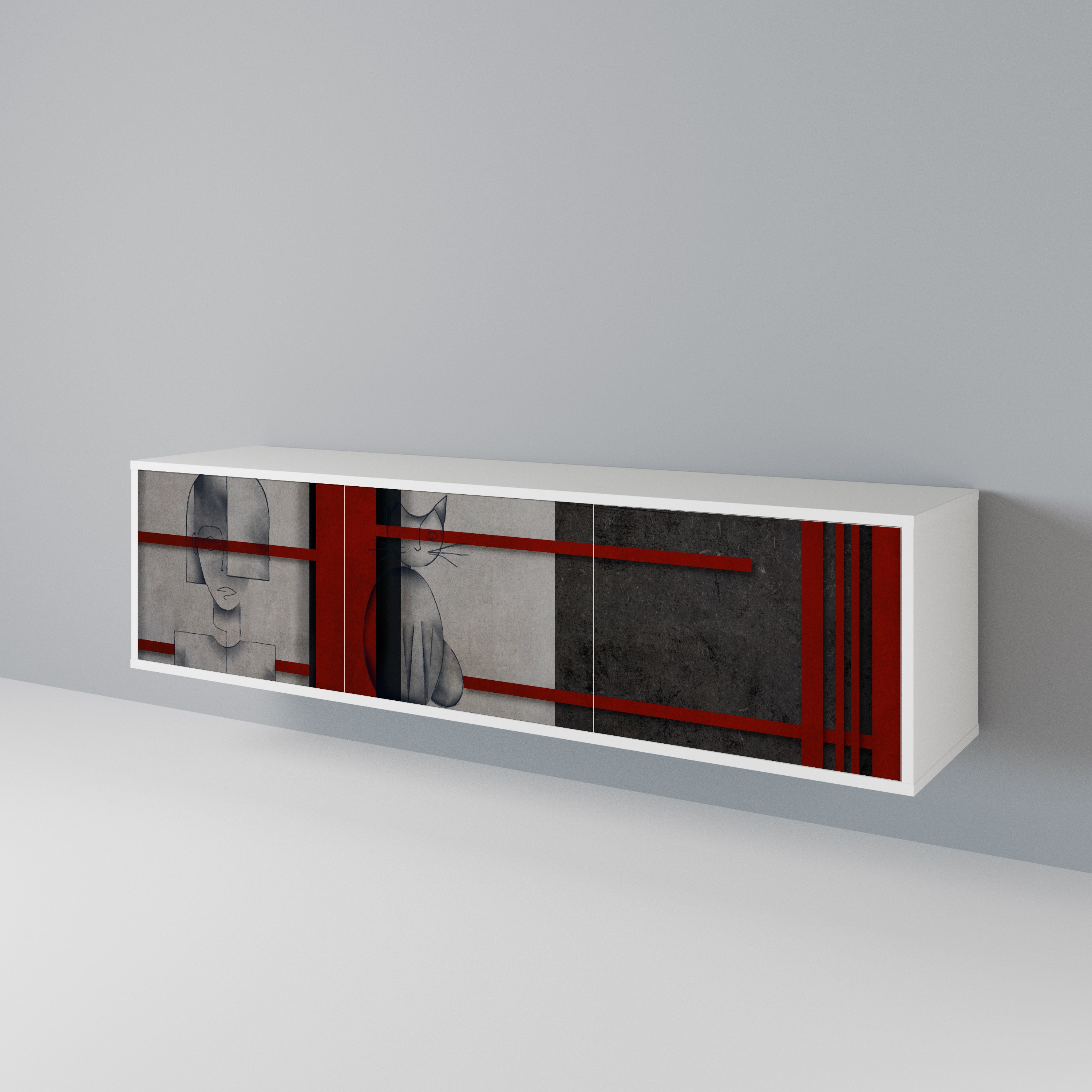 GRAY FIGURES 3-Door TV Cabinet