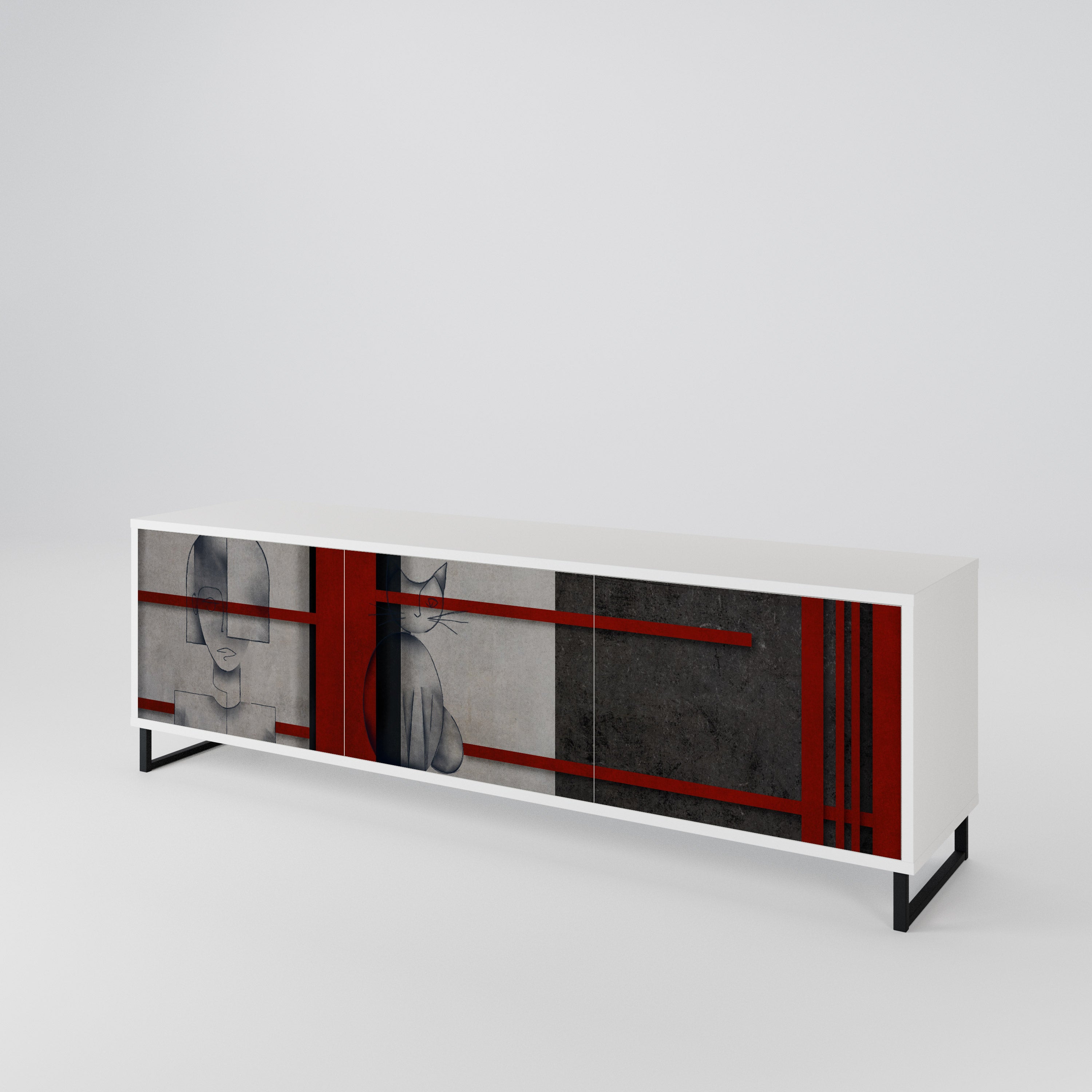 GRAY FIGURES 3-Door TV Cabinet