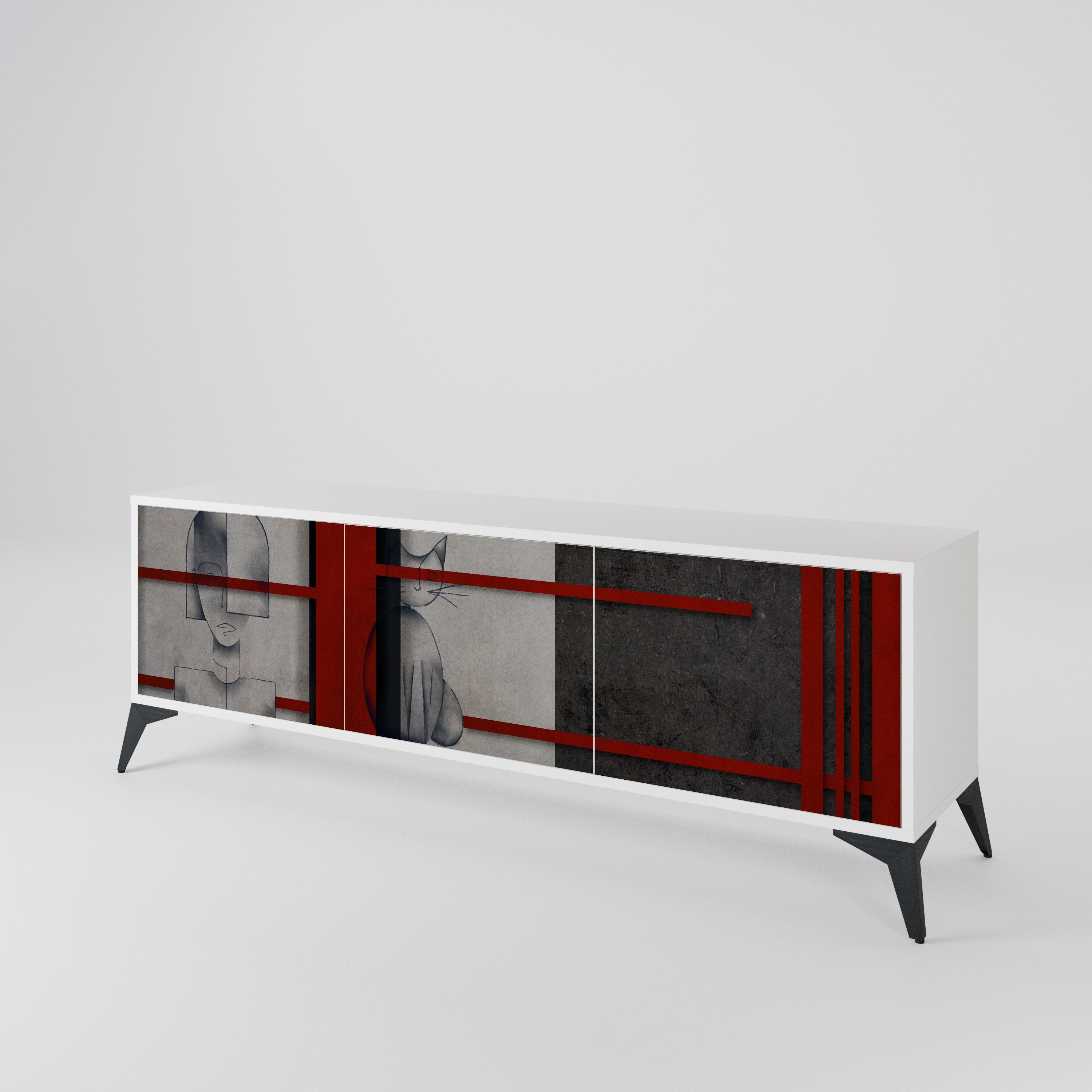 GRAY FIGURES 3-Door TV Cabinet