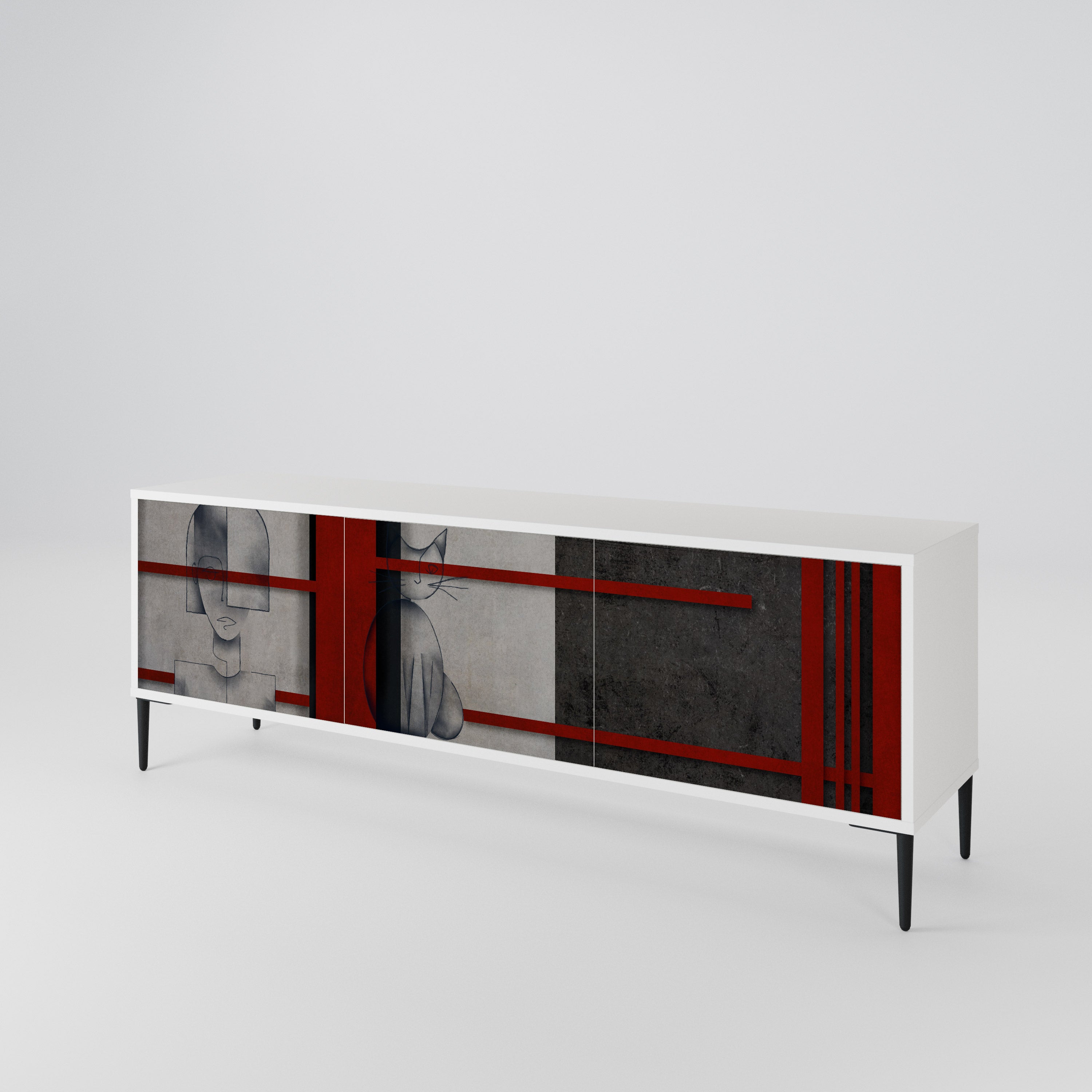GRAY FIGURES 3-Door TV Cabinet