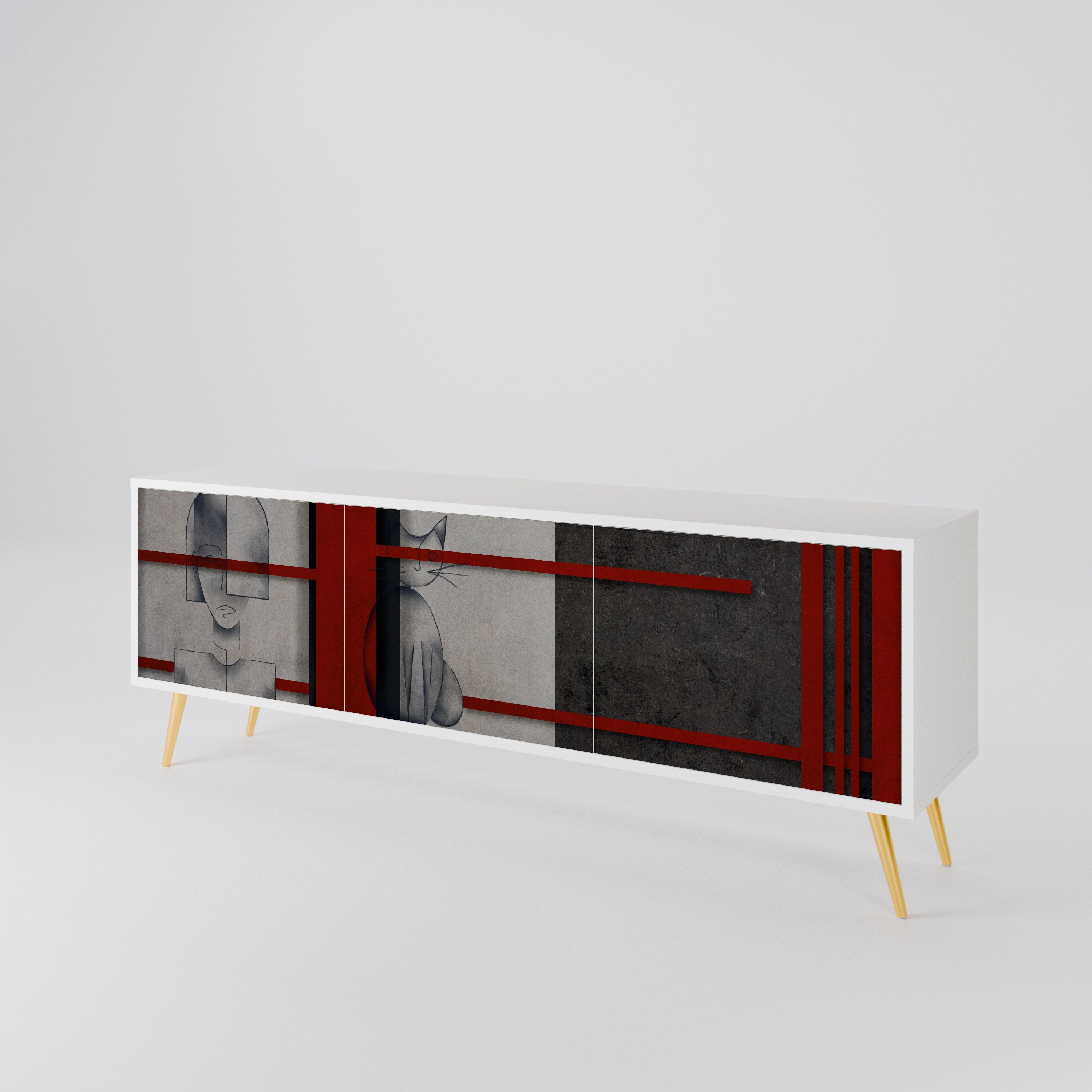 GRAY FIGURES 3-Door TV Cabinet