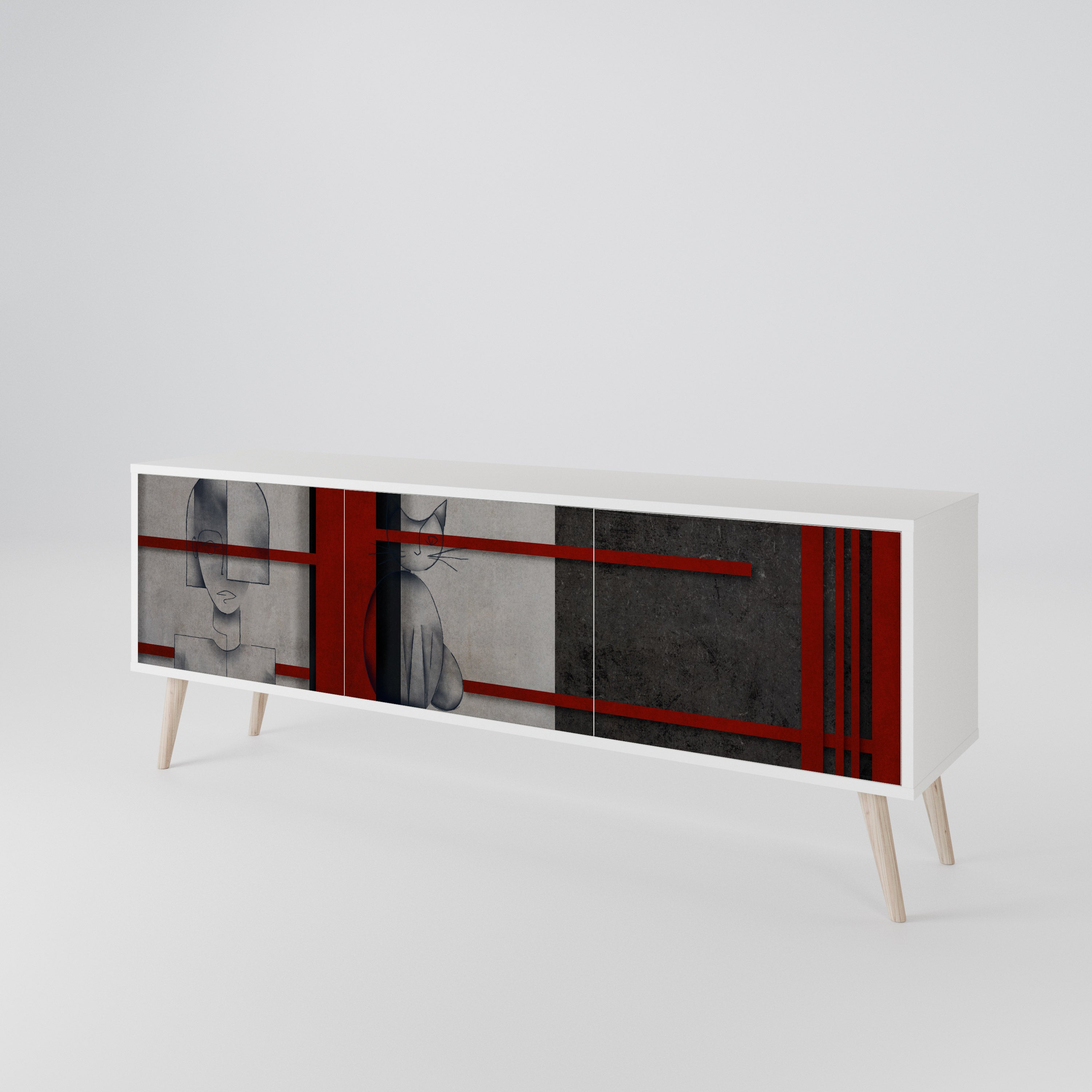 GRAY FIGURES 3-Door TV Cabinet