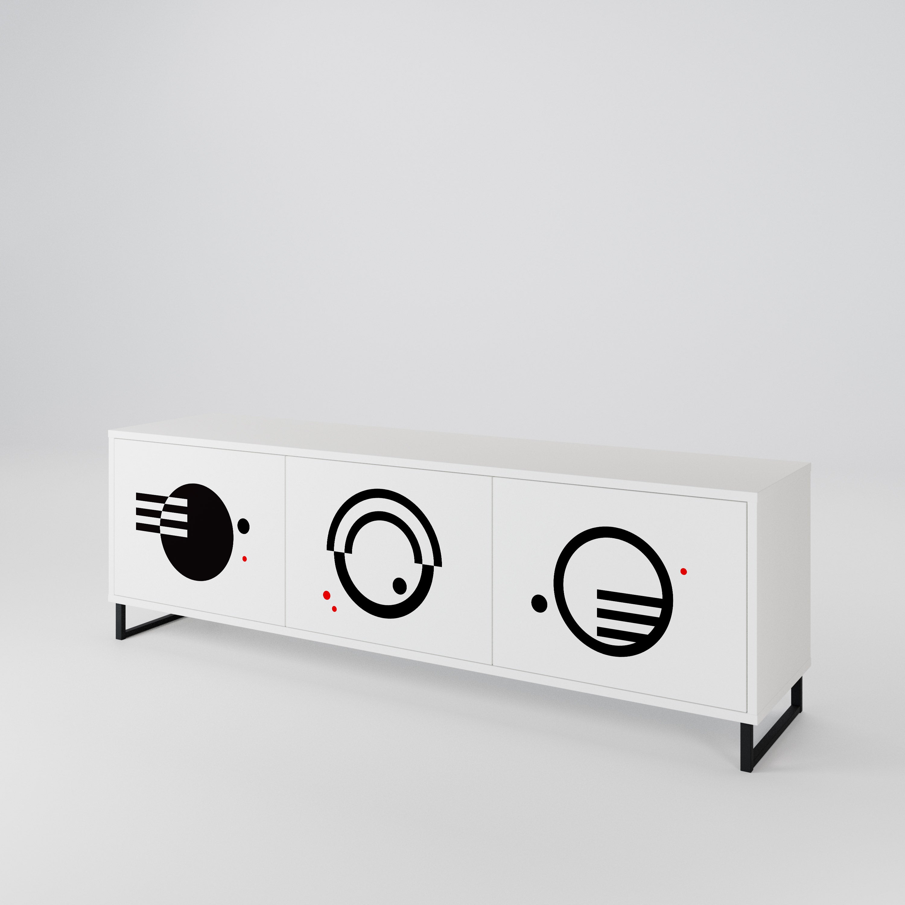 BLACK AND WHITE COMBINATION 3-Door TV Cabinet