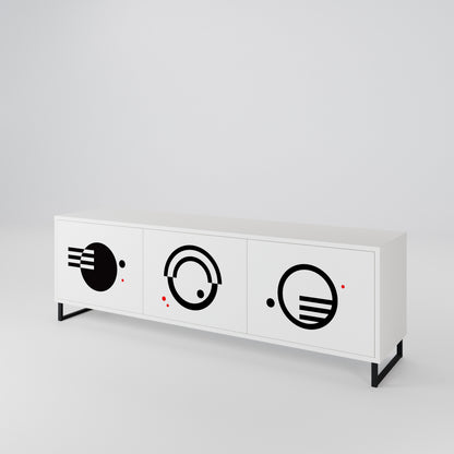 BLACK AND WHITE COMBINATION 3-Door TV Cabinet
