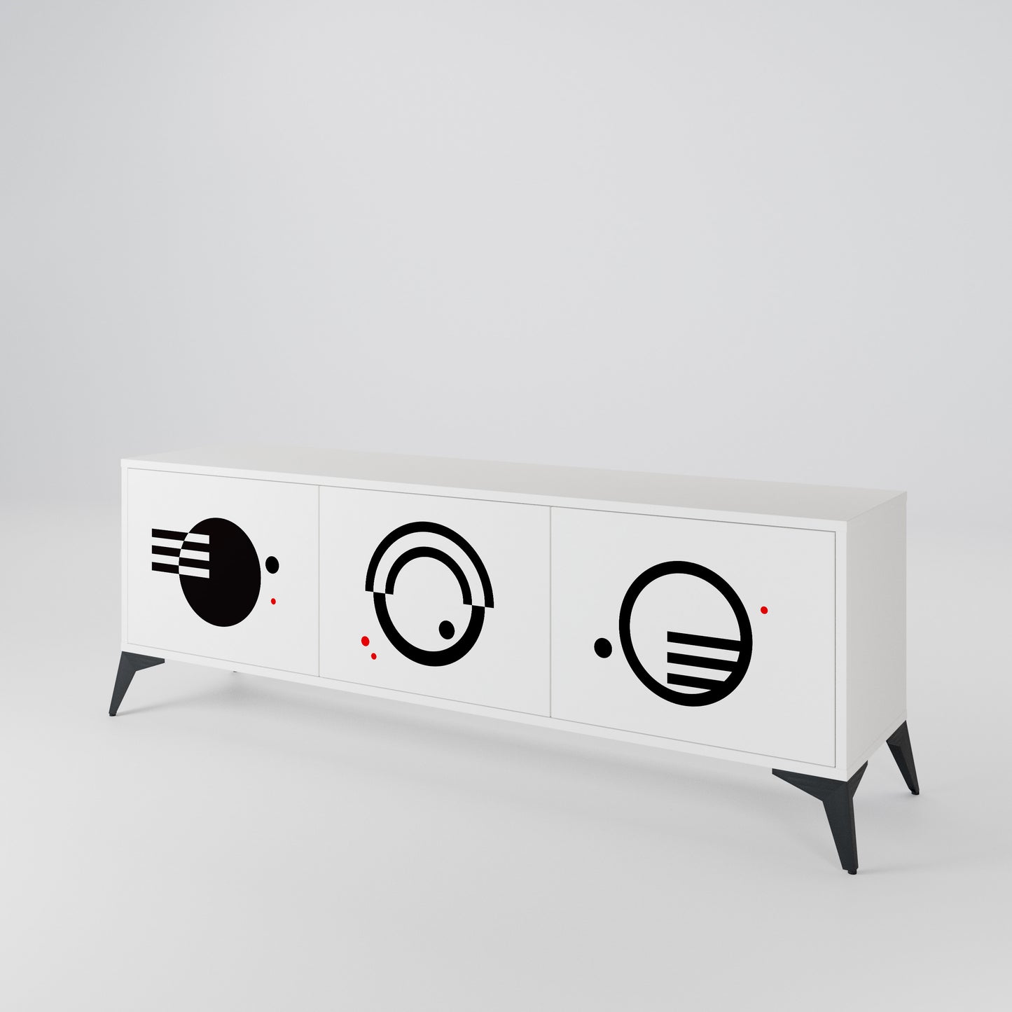 BLACK AND WHITE COMBINATION 3-Door TV Cabinet