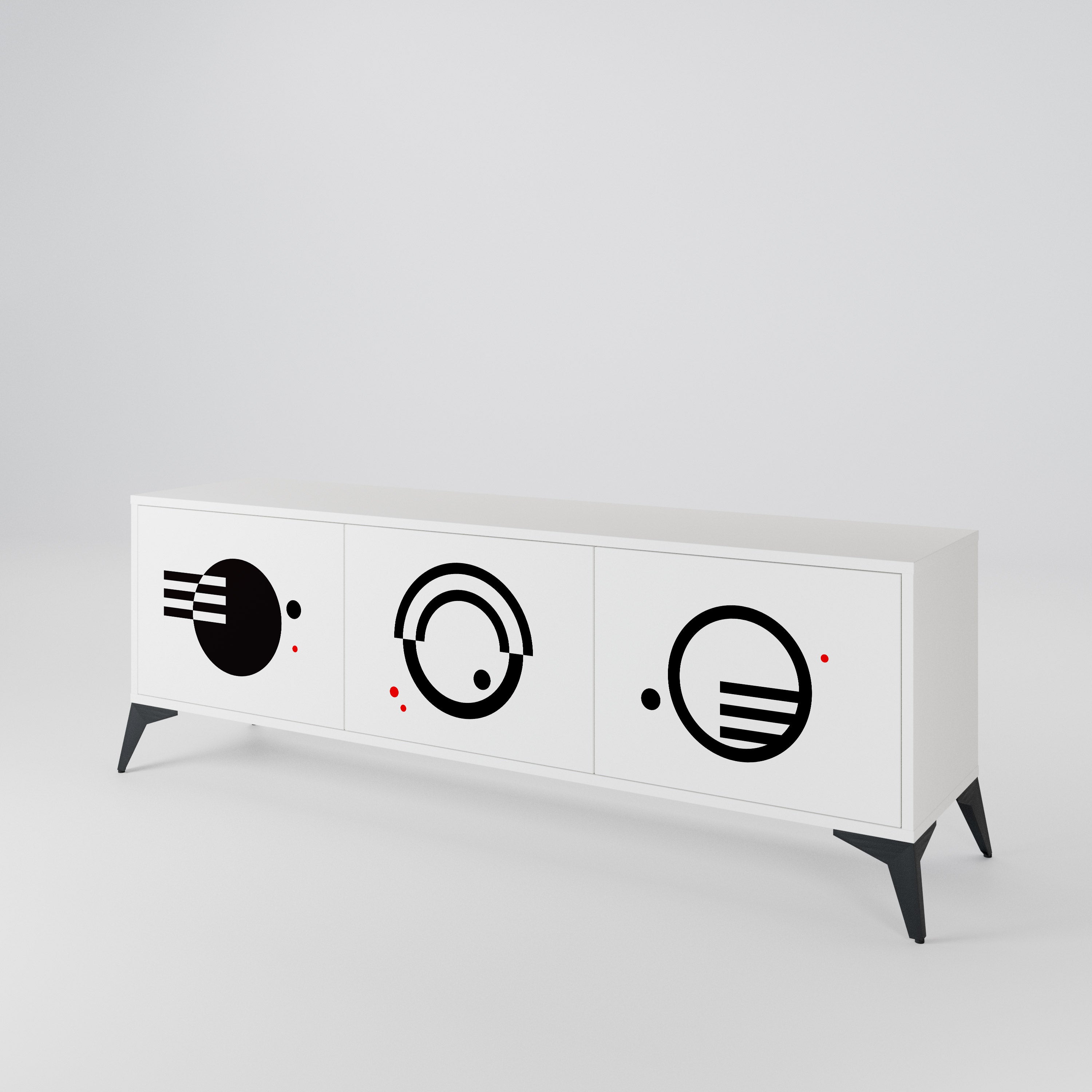 BLACK AND WHITE COMBINATION 3-Door TV Cabinet