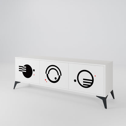 BLACK AND WHITE COMBINATION 3-Door TV Cabinet