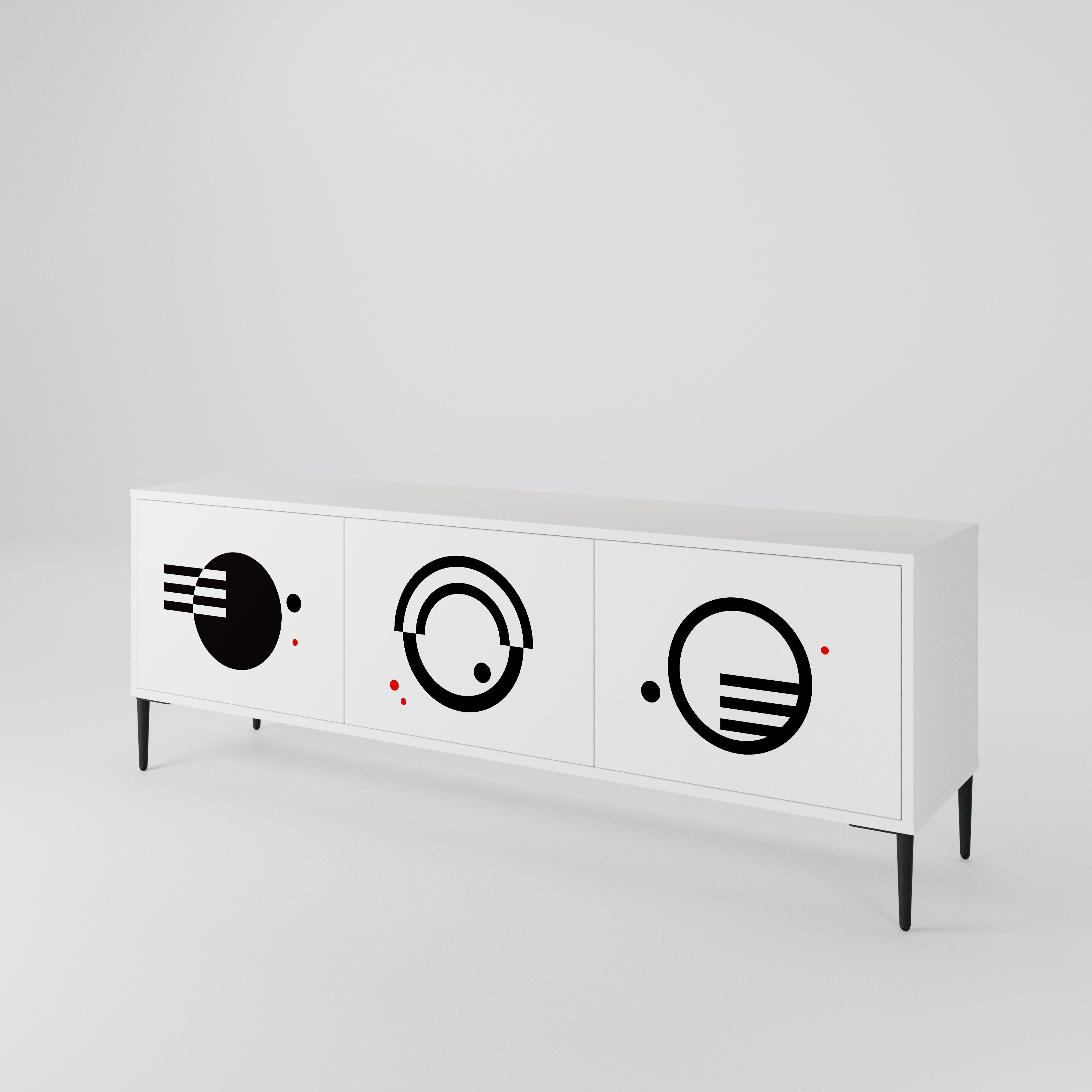 BLACK AND WHITE COMBINATION 3-Door TV Cabinet