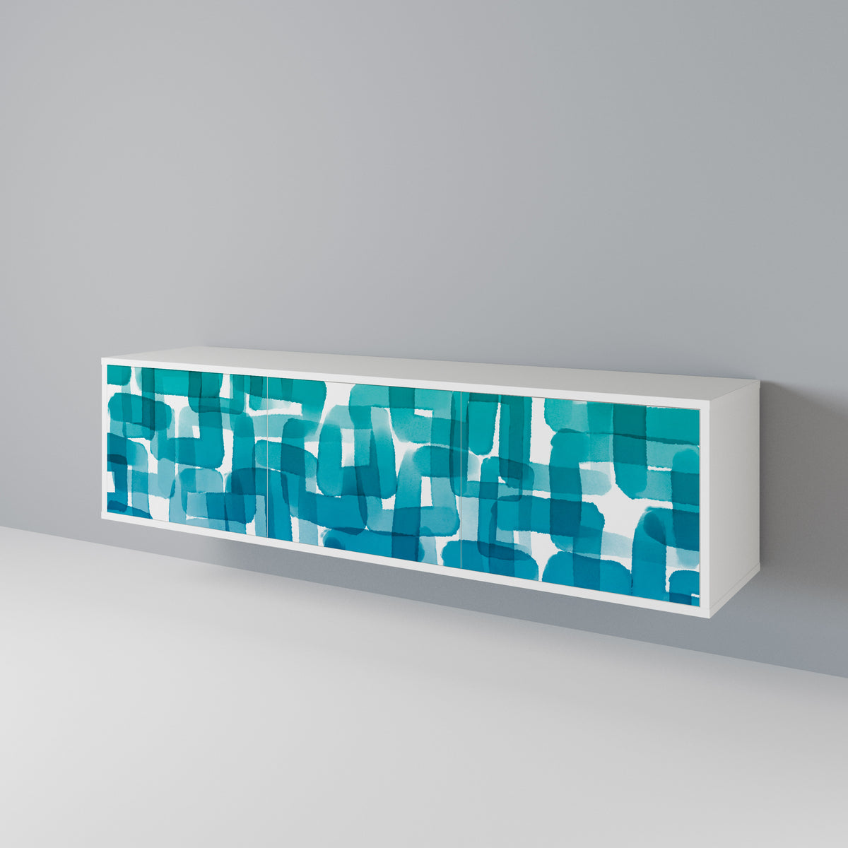 TURQUOISE RECTANGLES 3-Door TV Cabinet