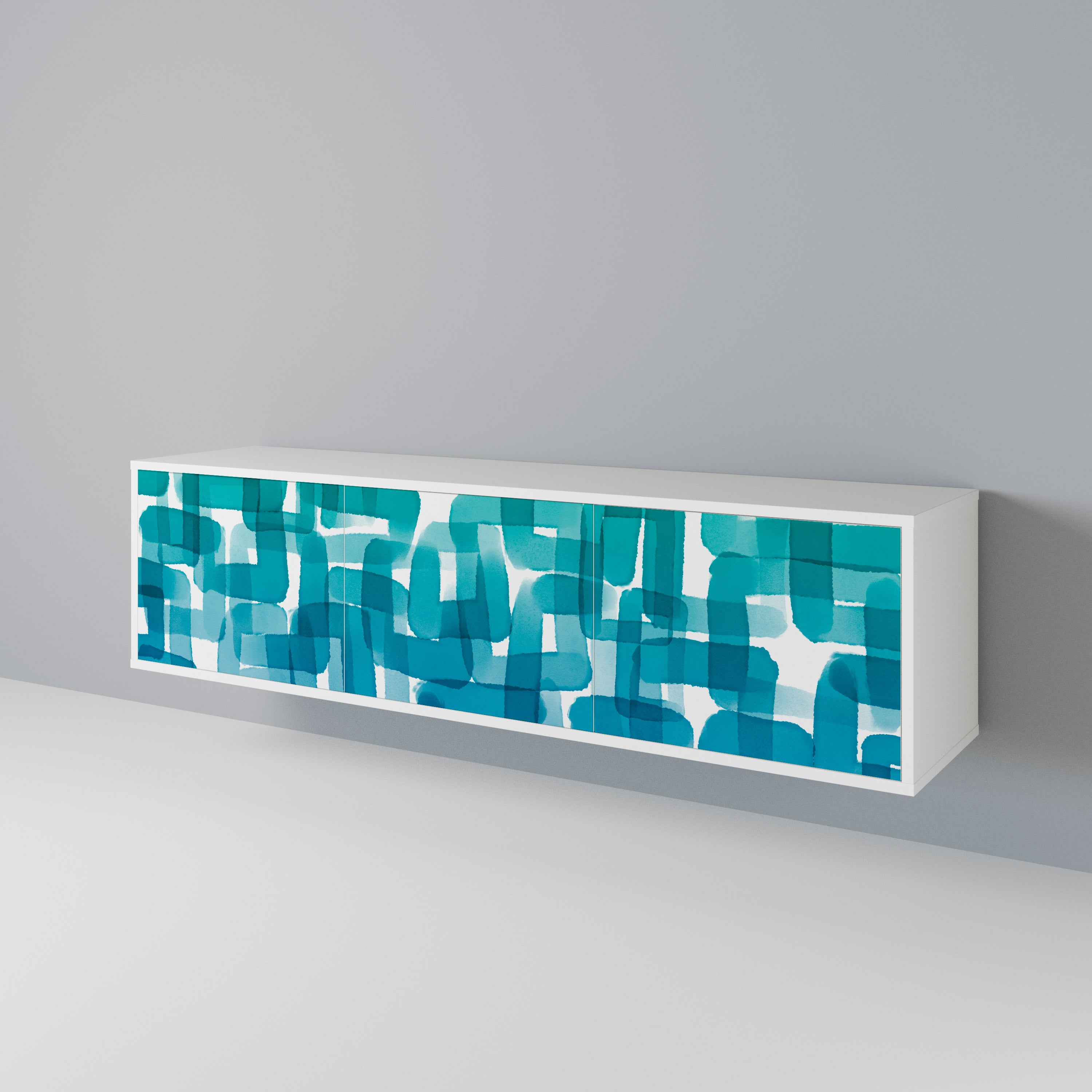 TURQUOISE RECTANGLES 3-Door TV Cabinet