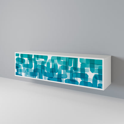 TURQUOISE RECTANGLES 3-Door TV Cabinet