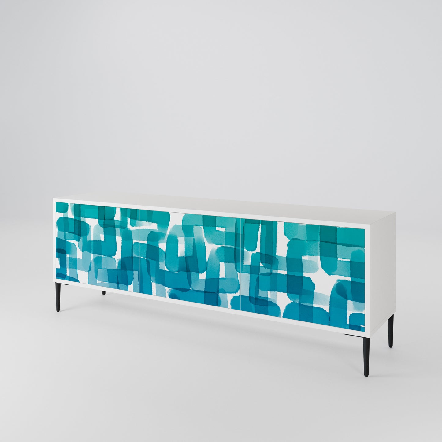 TURQUOISE RECTANGLES 3-Door TV Cabinet