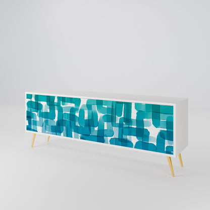 TURQUOISE RECTANGLES 3-Door TV Cabinet