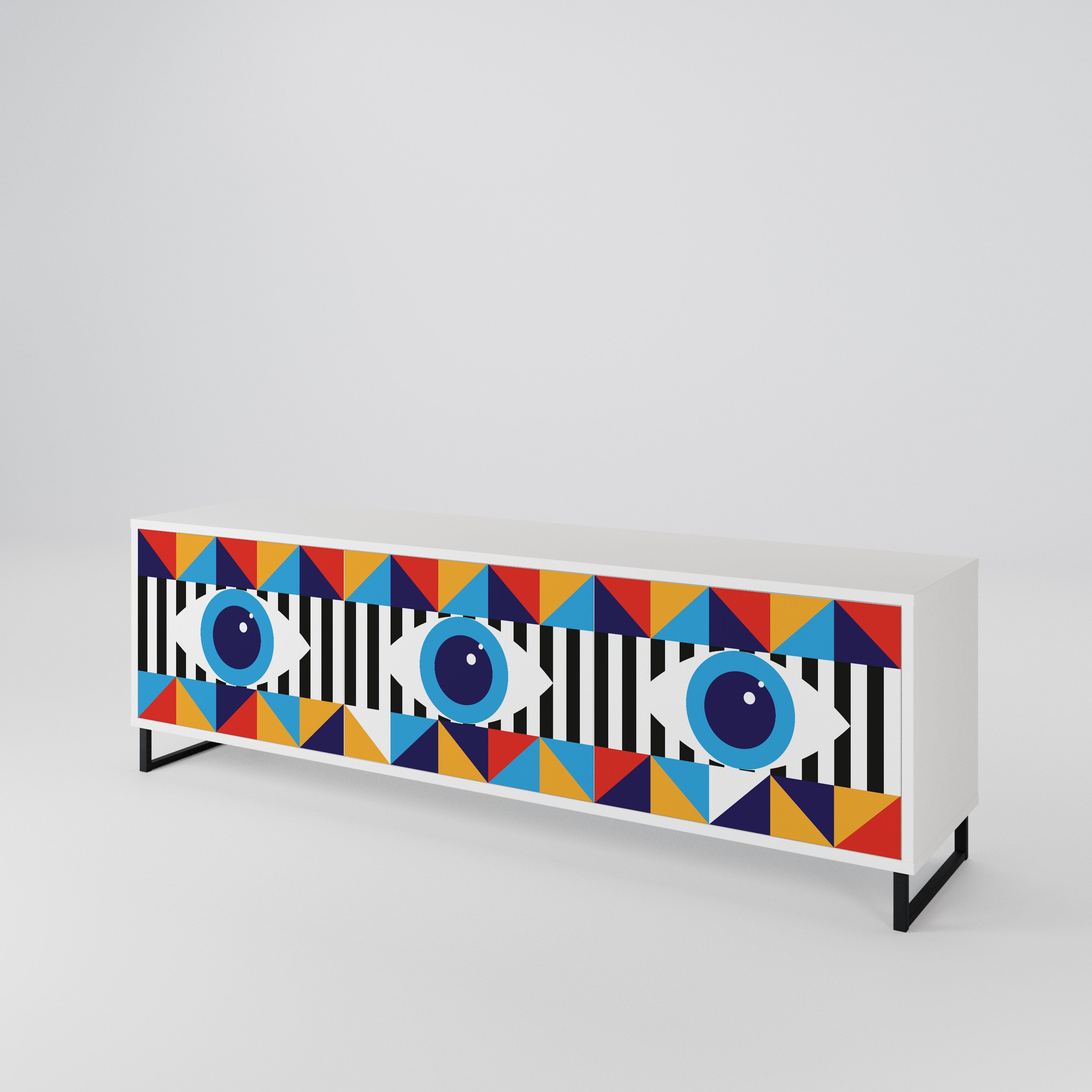 ABSTRACTION AND GEOMETRY 3-Door TV Cabinet
