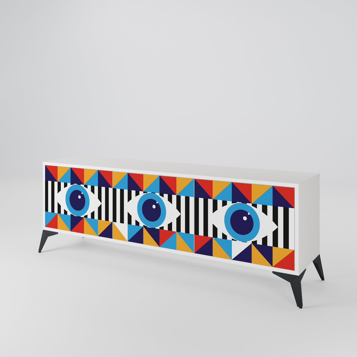 ABSTRACTION AND GEOMETRY 3-Door TV Cabinet