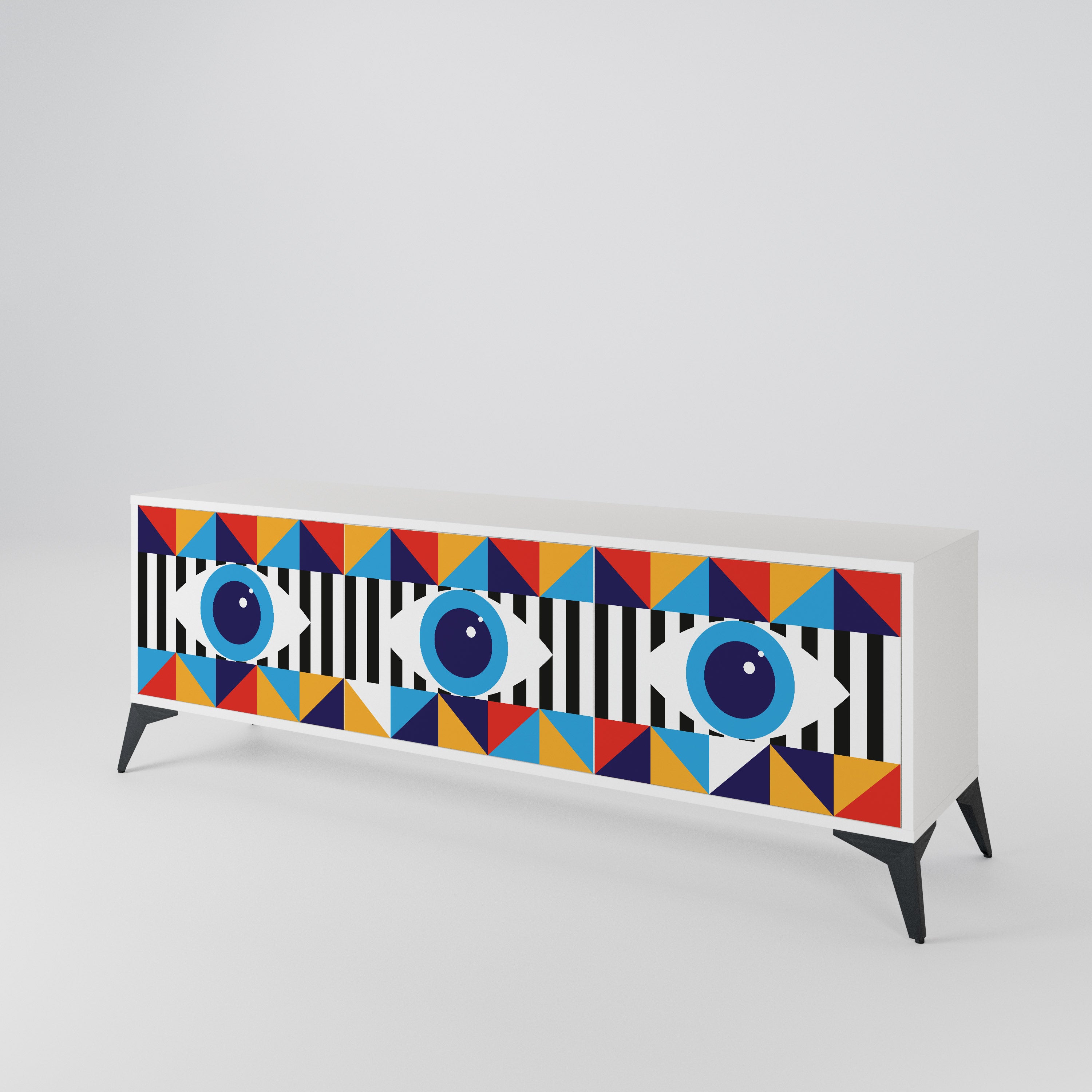 ABSTRACTION AND GEOMETRY 3-Door TV Cabinet