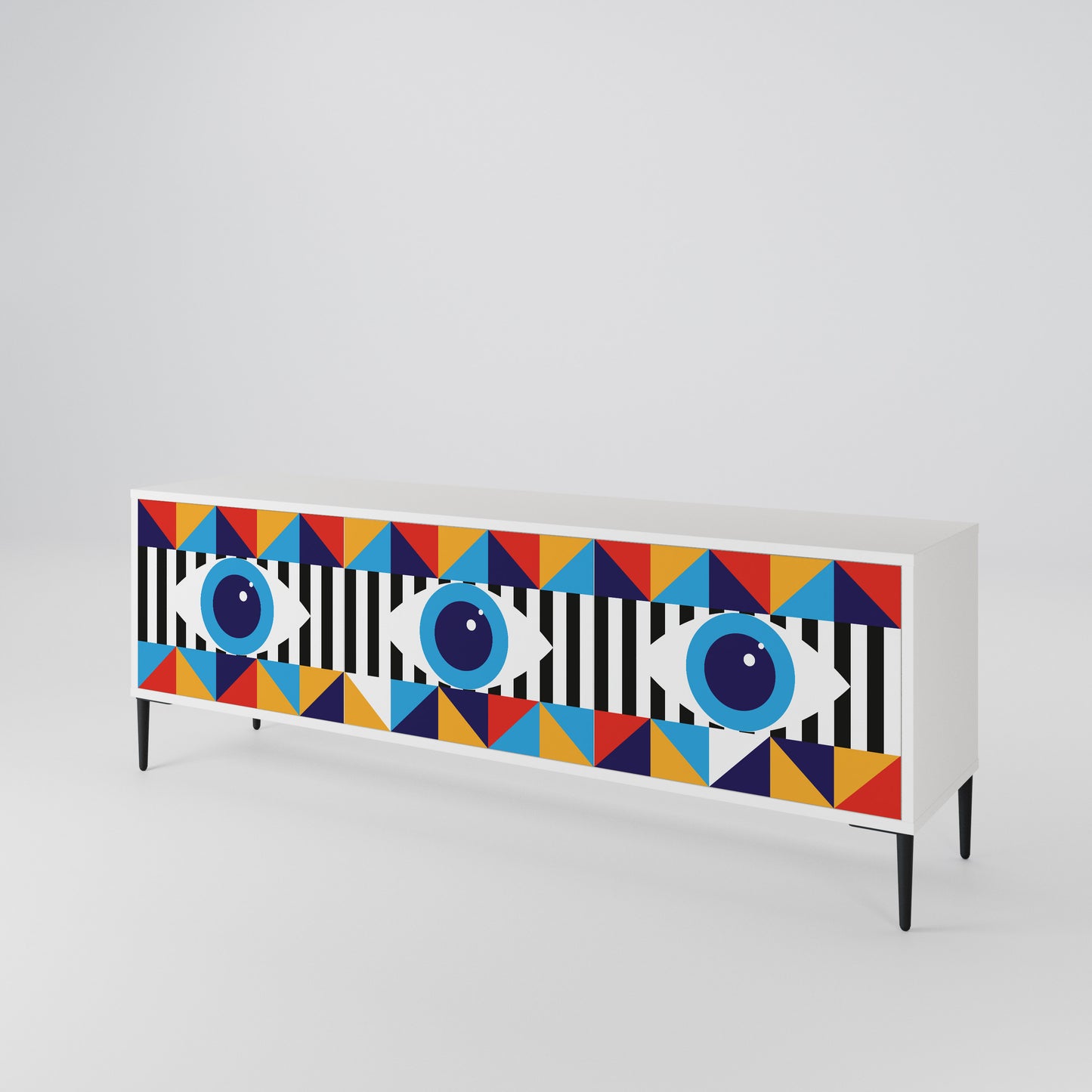 ABSTRACTION AND GEOMETRY 3-Door TV Cabinet
