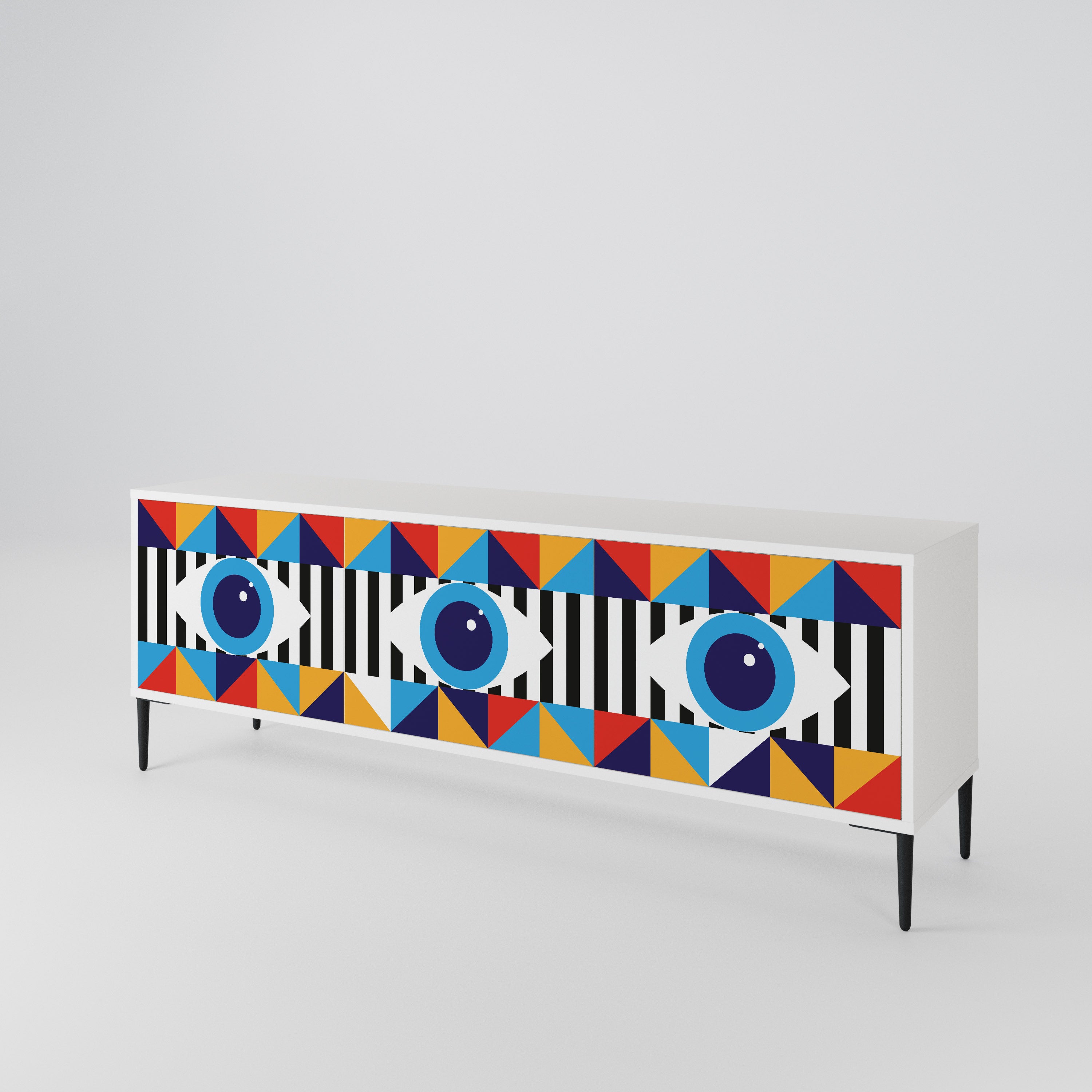 ABSTRACTION AND GEOMETRY 3-Door TV Cabinet
