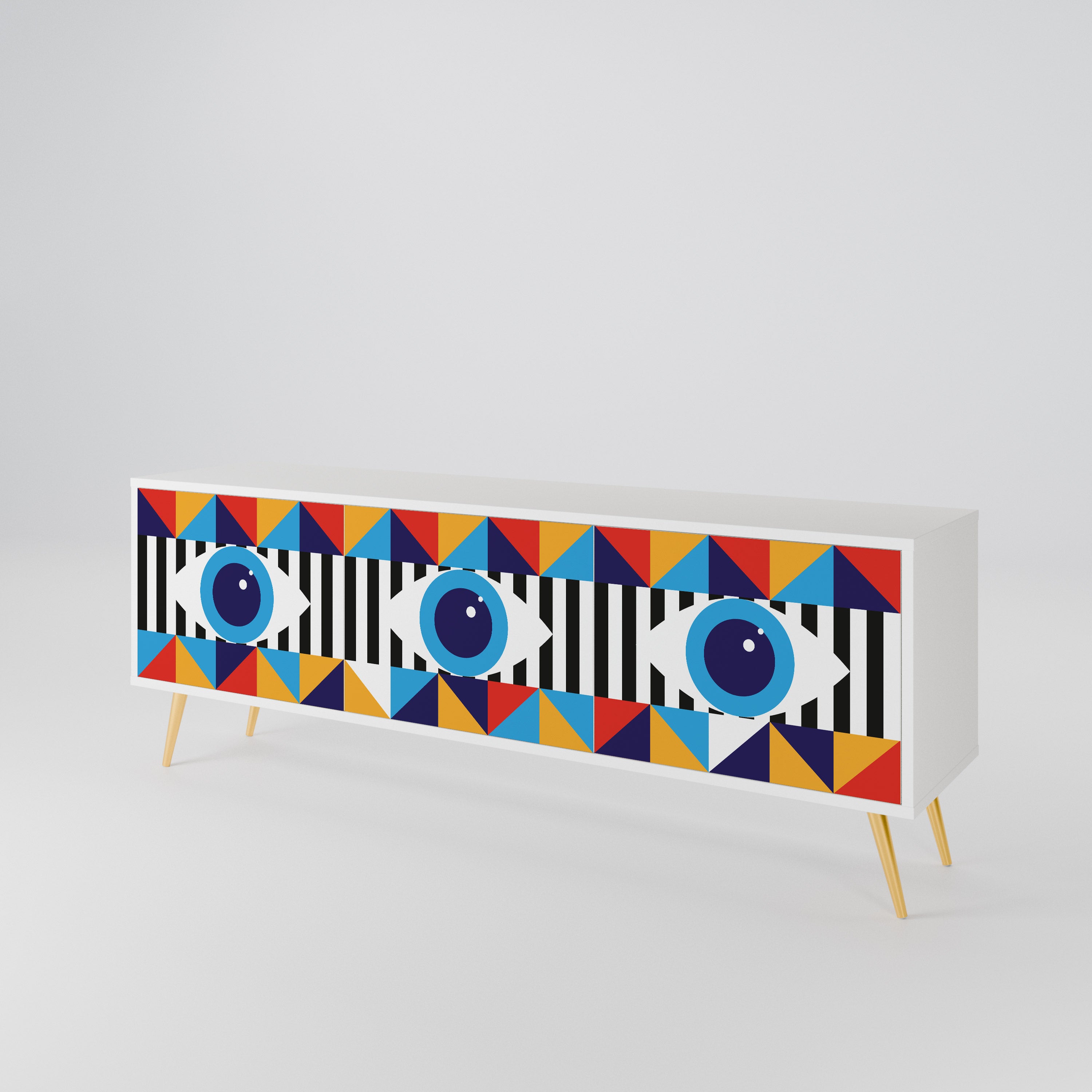 ABSTRACTION AND GEOMETRY 3-Door TV Cabinet