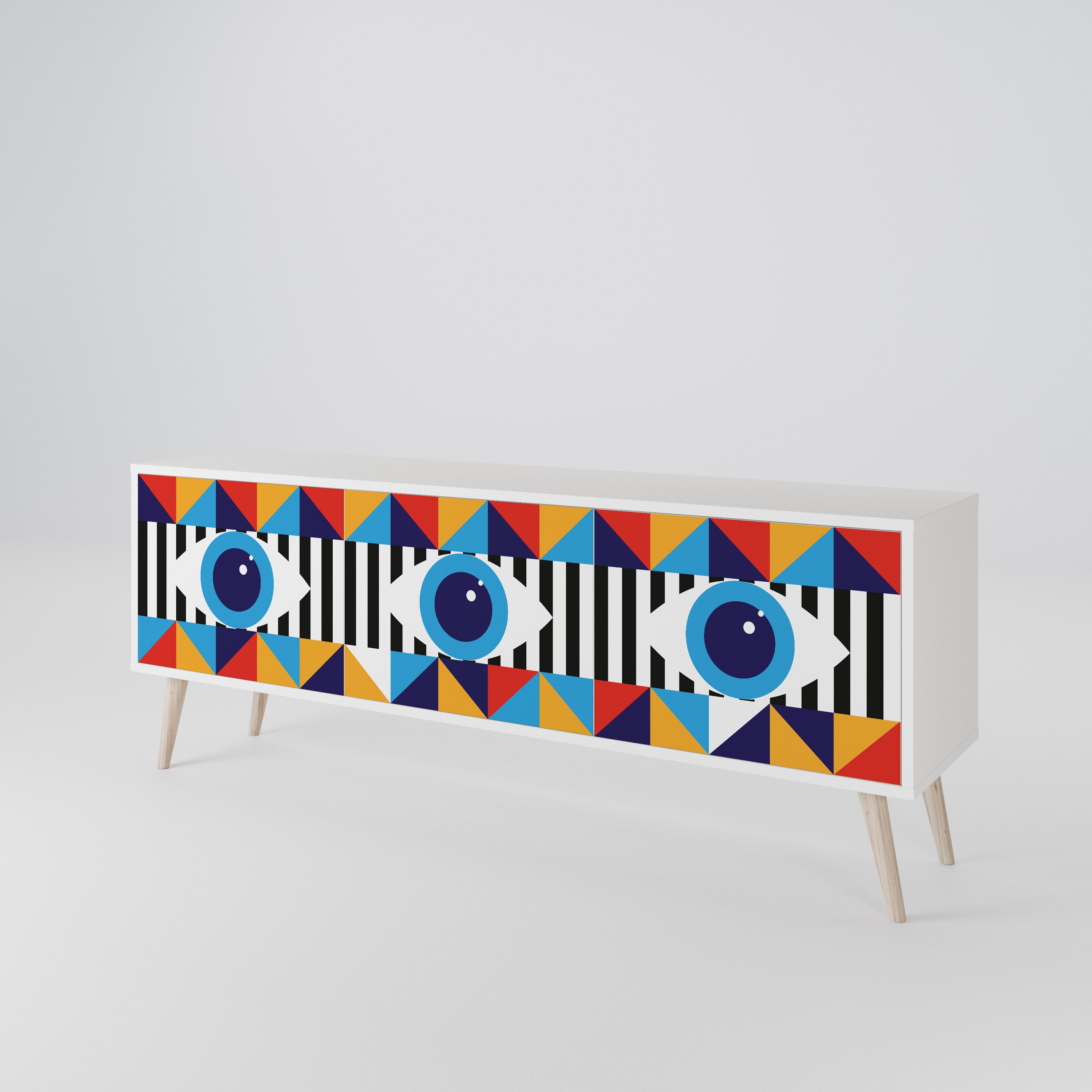 ABSTRACTION AND GEOMETRY 3-Door TV Cabinet