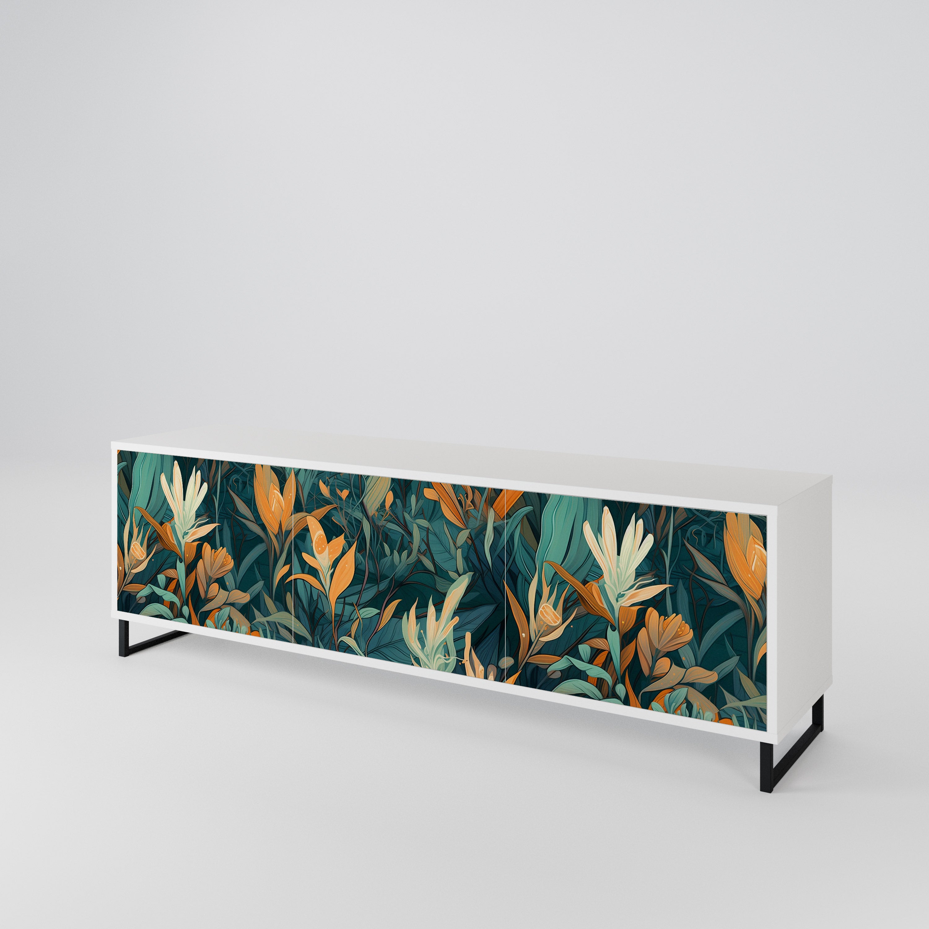 FLORAL SERENITY 3-Door TV Cabinet
