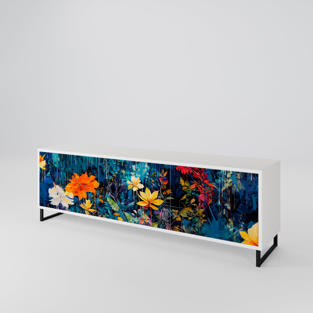 MIDNIGHT BLOSSOM 3-Door TV Cabinet
